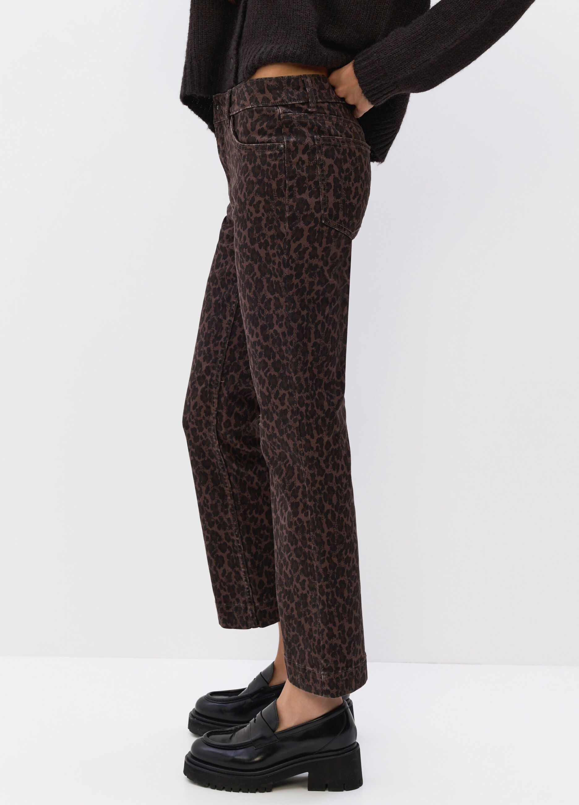 Pantaloni Flare Fit in denim di cotone stretch donna_3