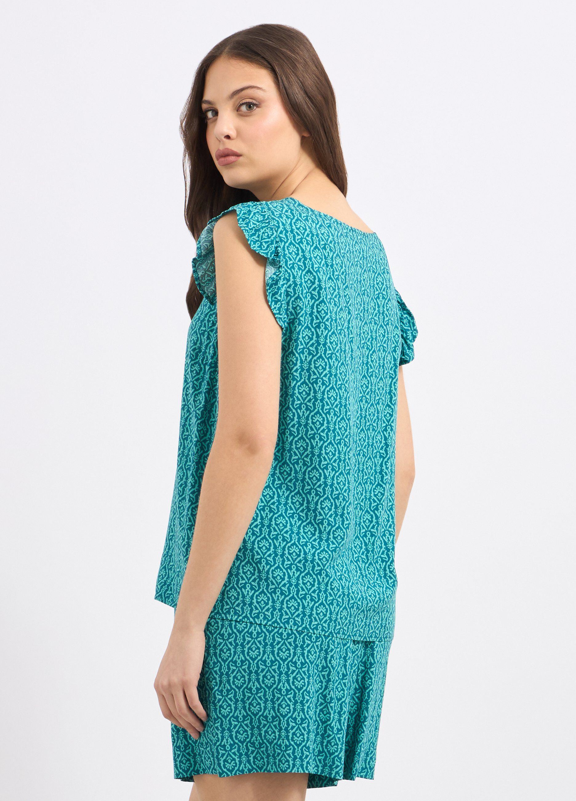 Blusa in pura viscosa con rouches donna_1