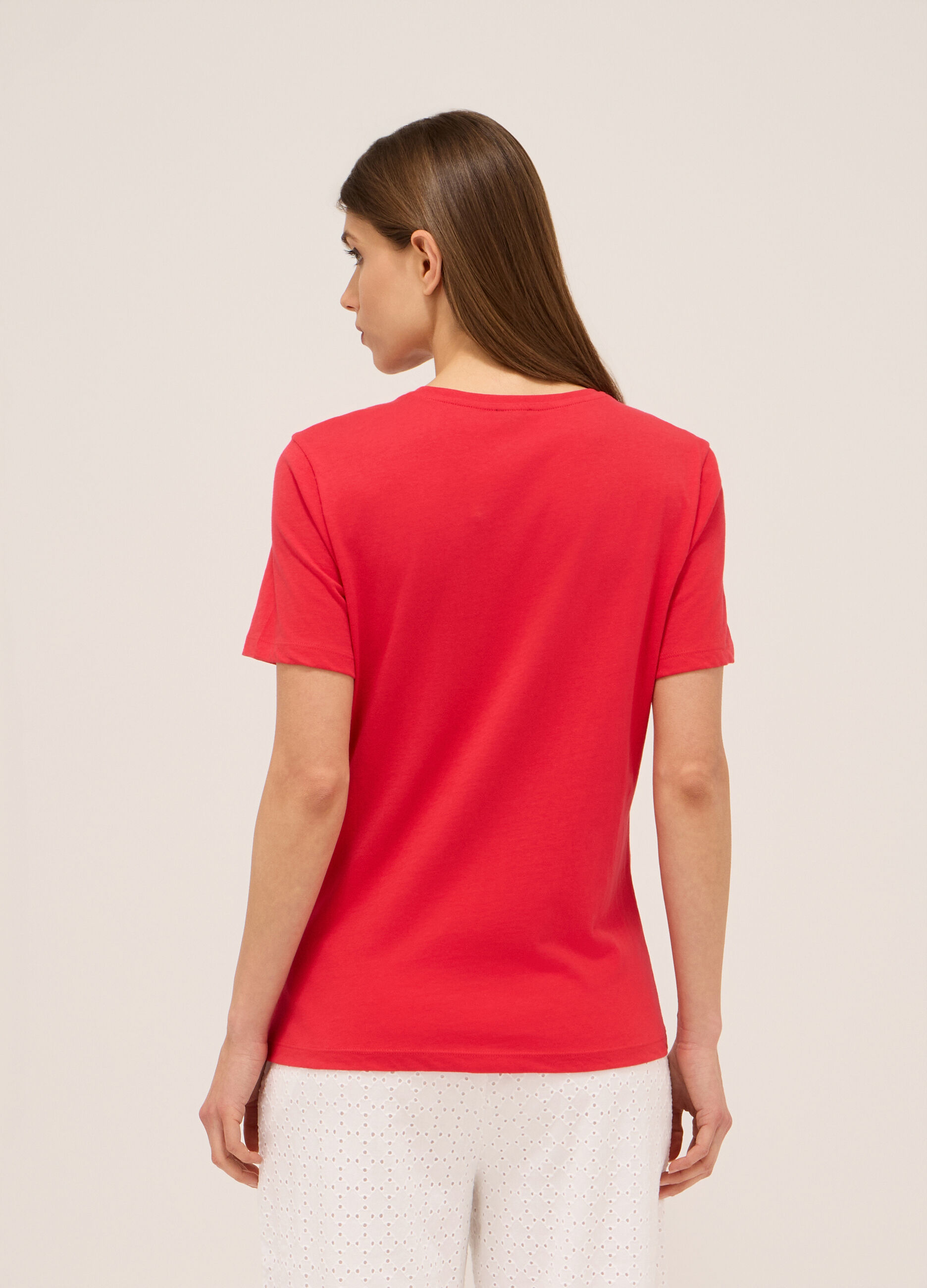 T-shirt in jersey di cotone stretch donna_1