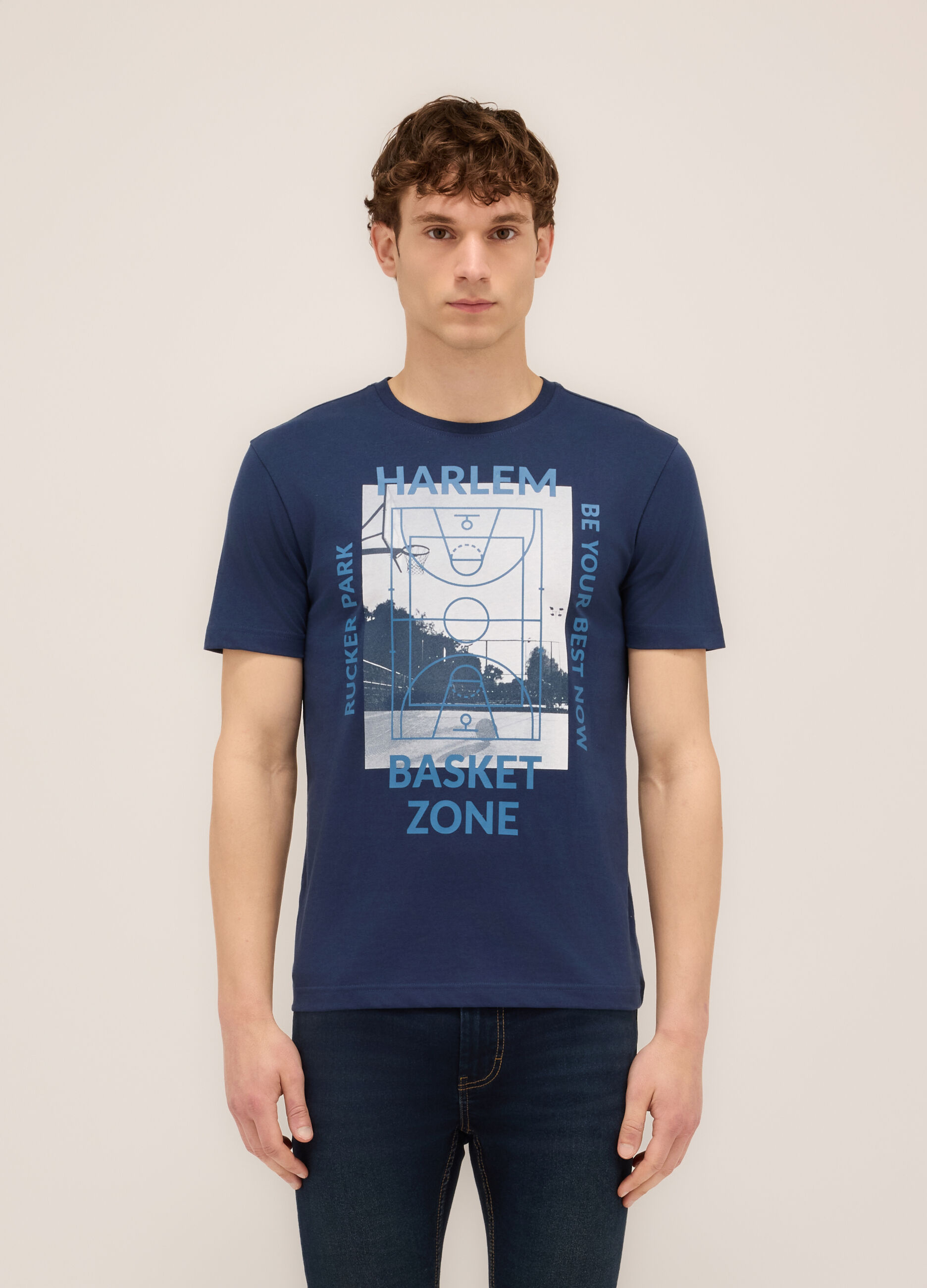T-shirt girocollo stampa Harlem uomo_0