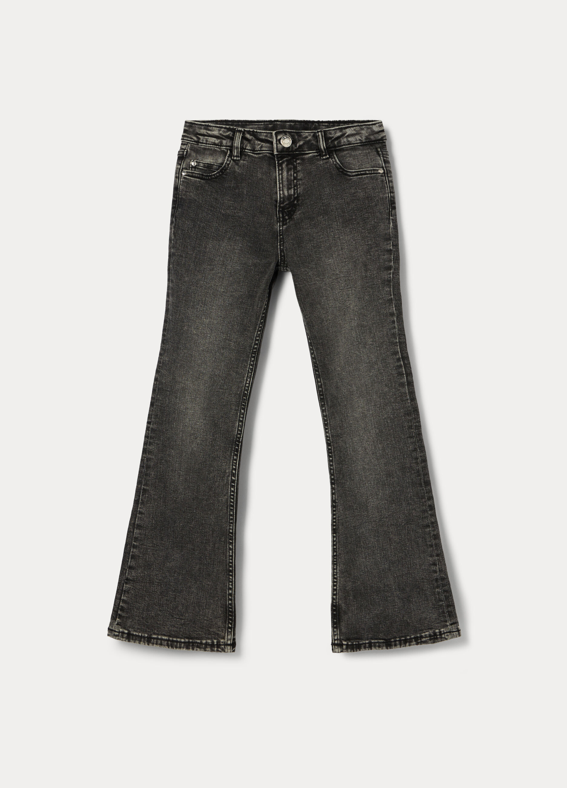 Pantaloni flare fit in denim di cotone stretch ragazza_0