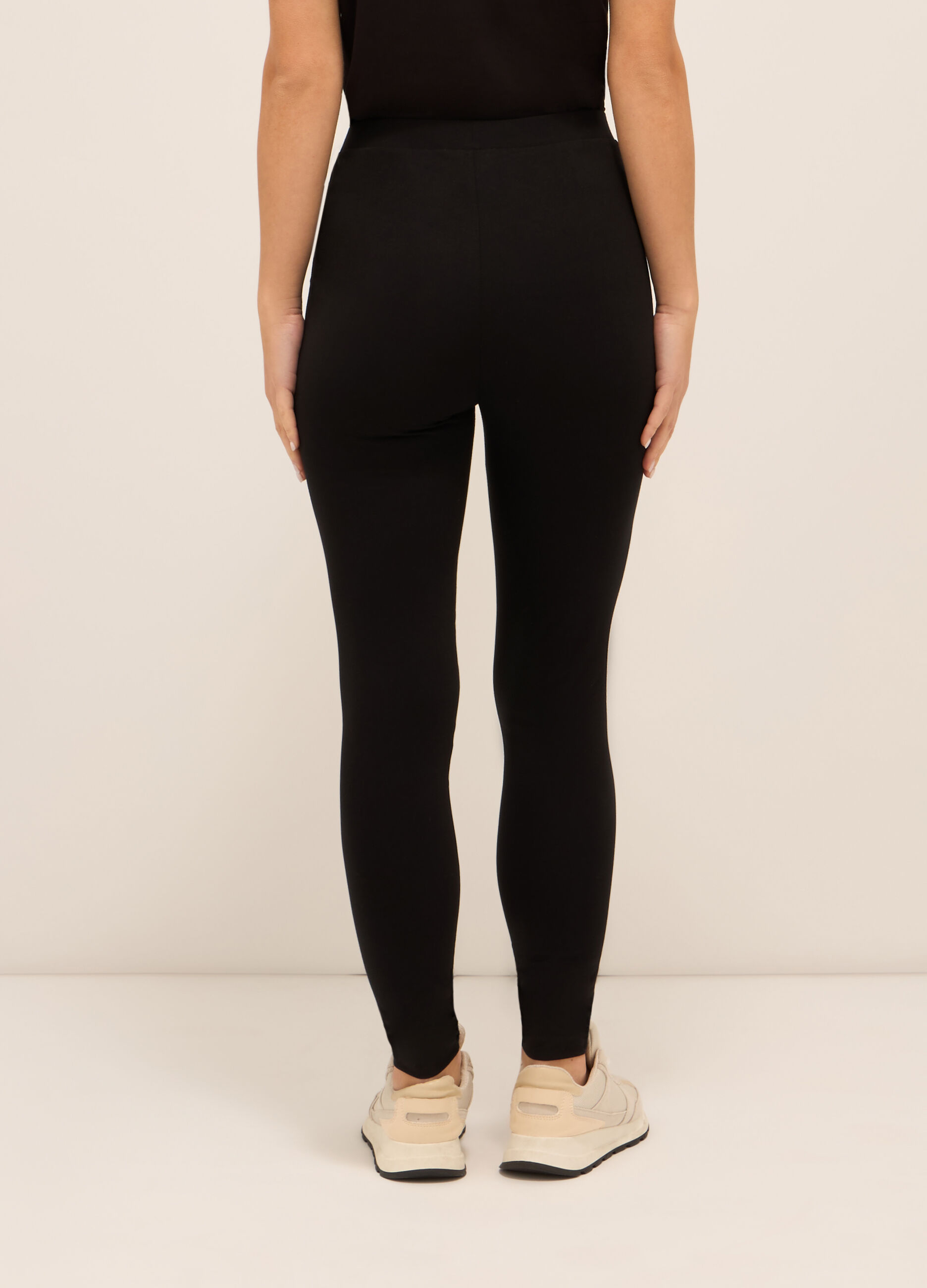 Leggings fitness in jersey di cotone stretch donna_1