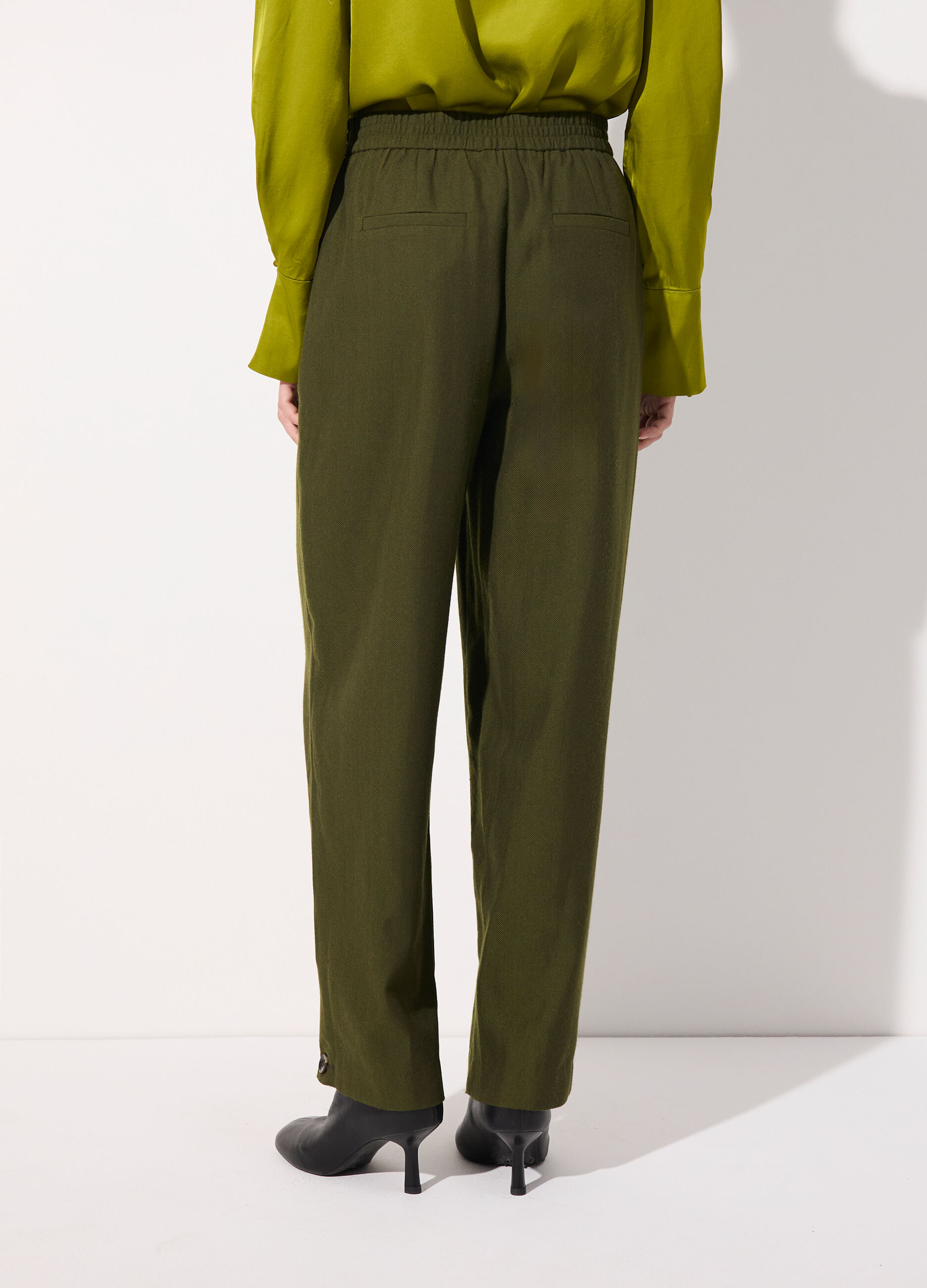 Pantalone carrot in misto lana spinata donna_2