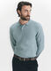 Polo a maniche lunghe in maglia di lambswool uomo_1