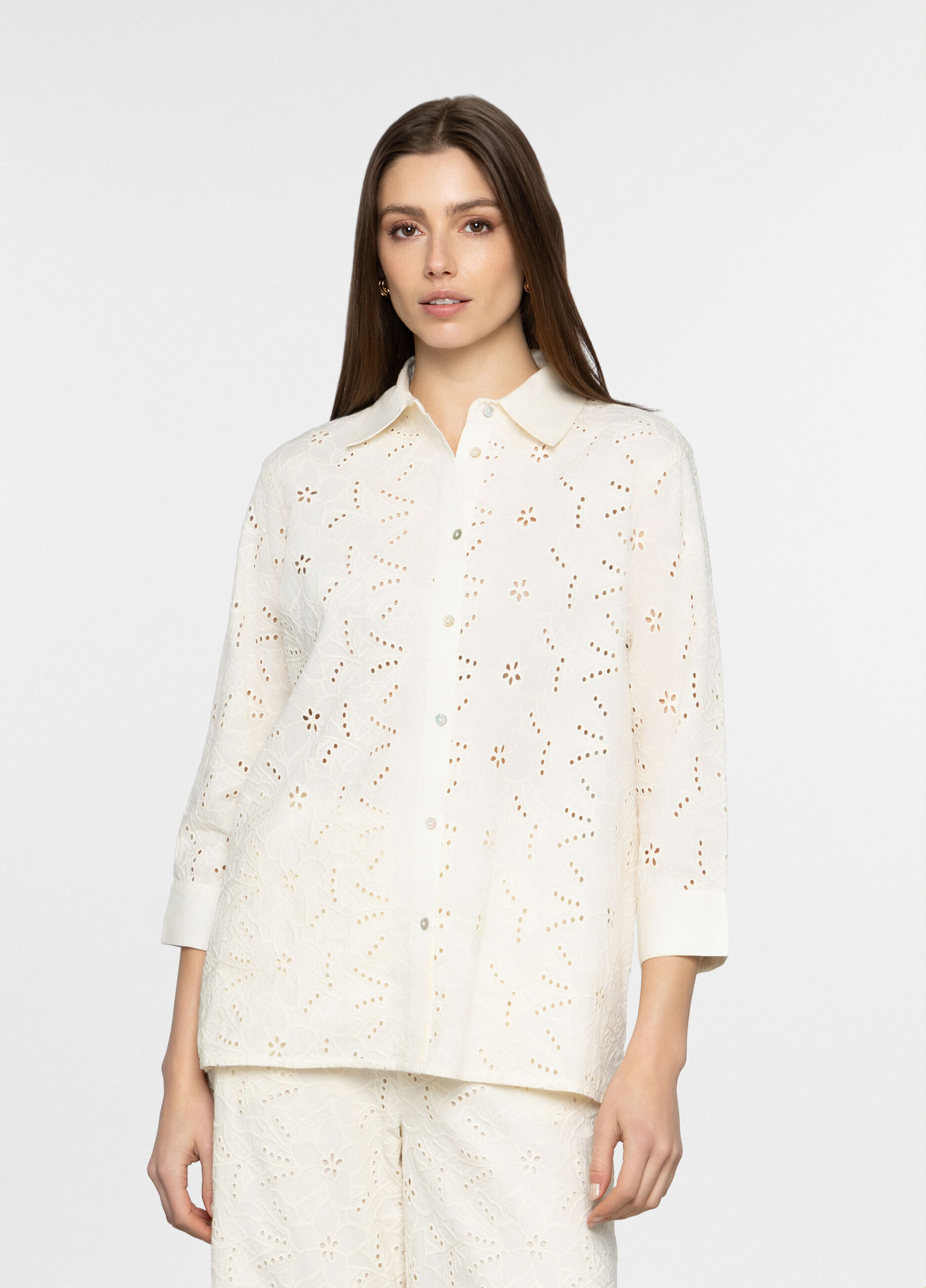 Camicia regular fit con collo alla francese donna_0