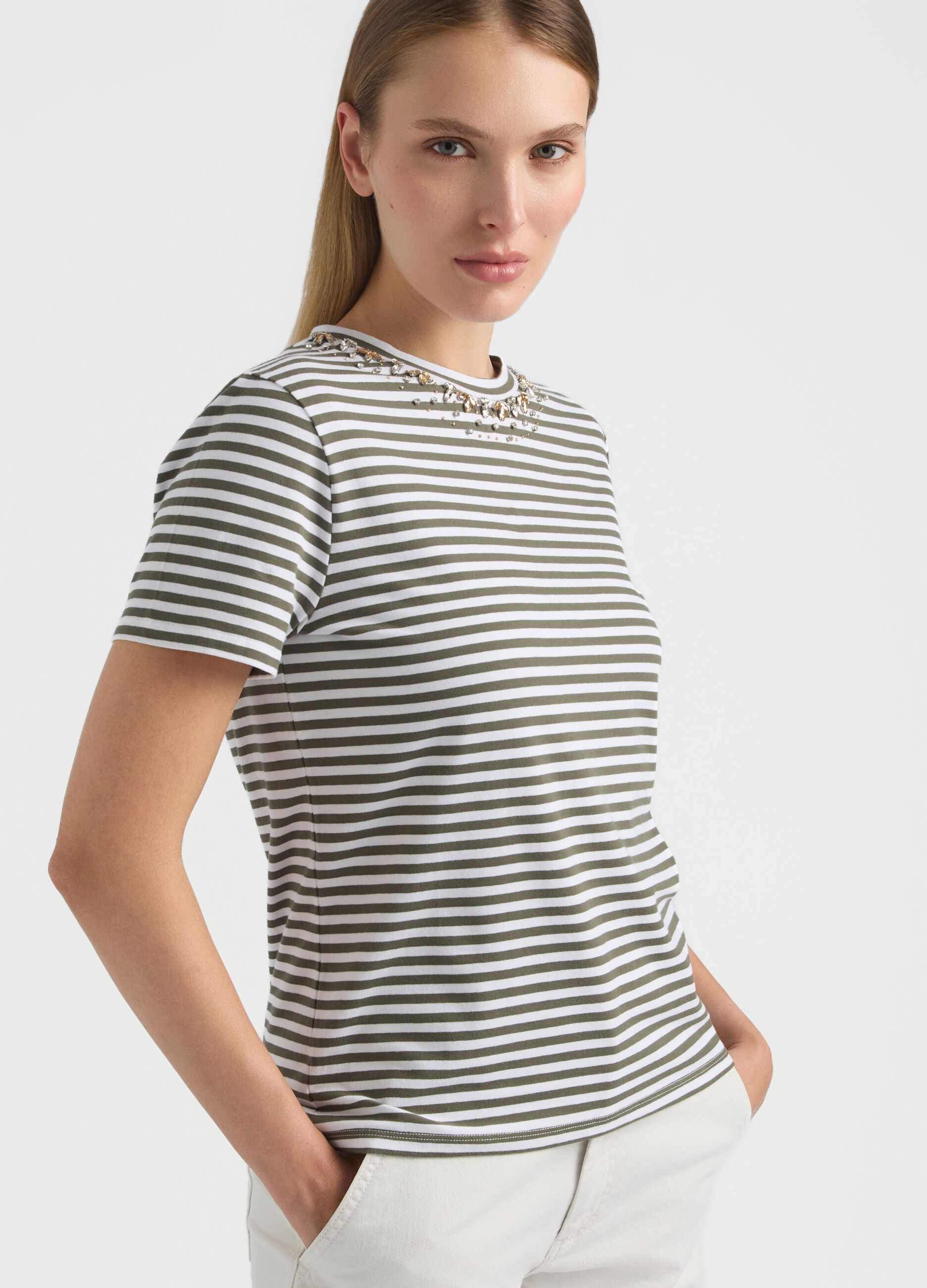 T-shirt girocollo stretch donna_3