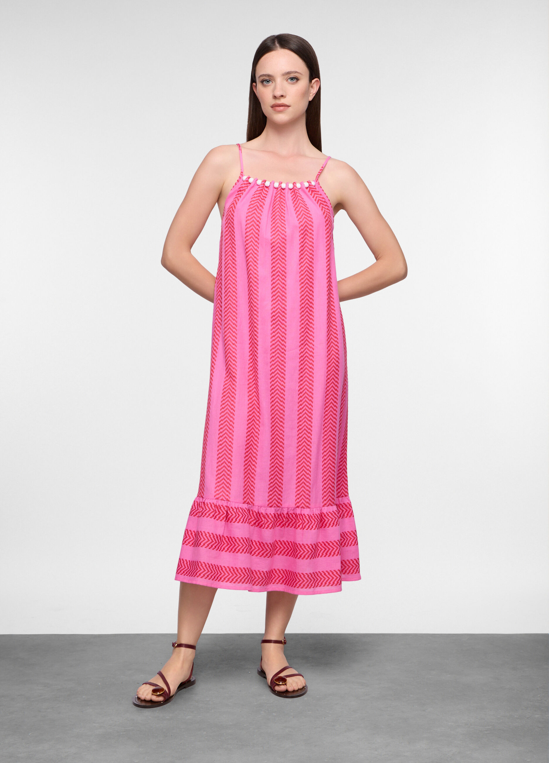 Abito lungo Fitted in puro cotone donna_0