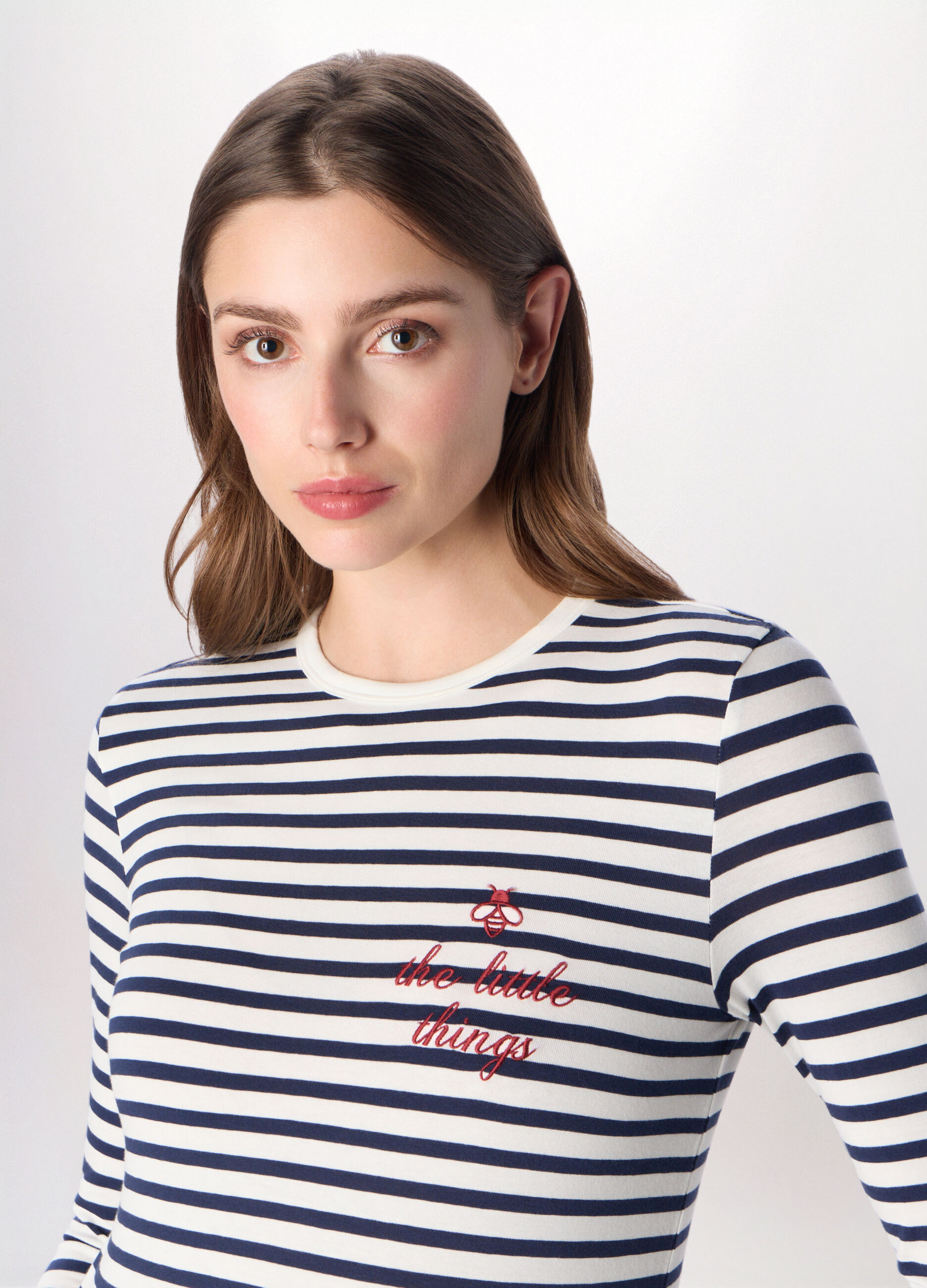 T-shirt in jersey di cotone stretch donna_2