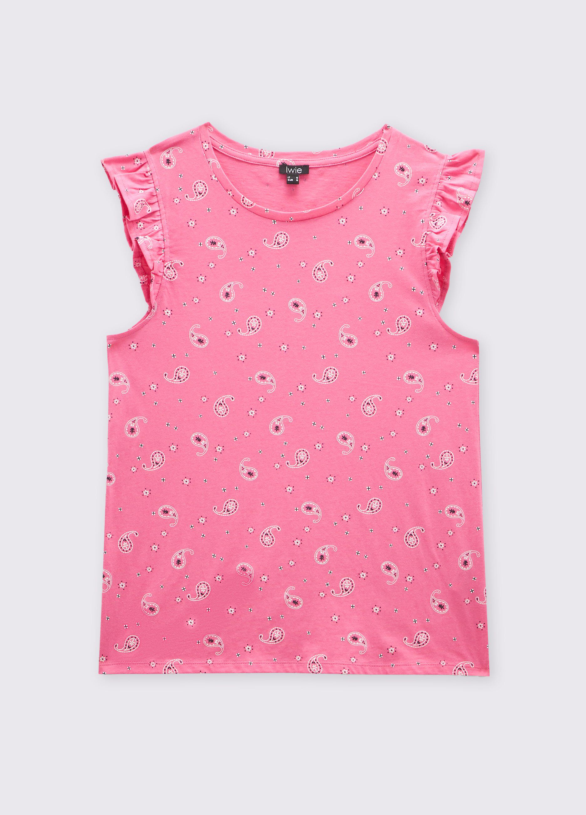 Canotta con rouches in puro cotone donna