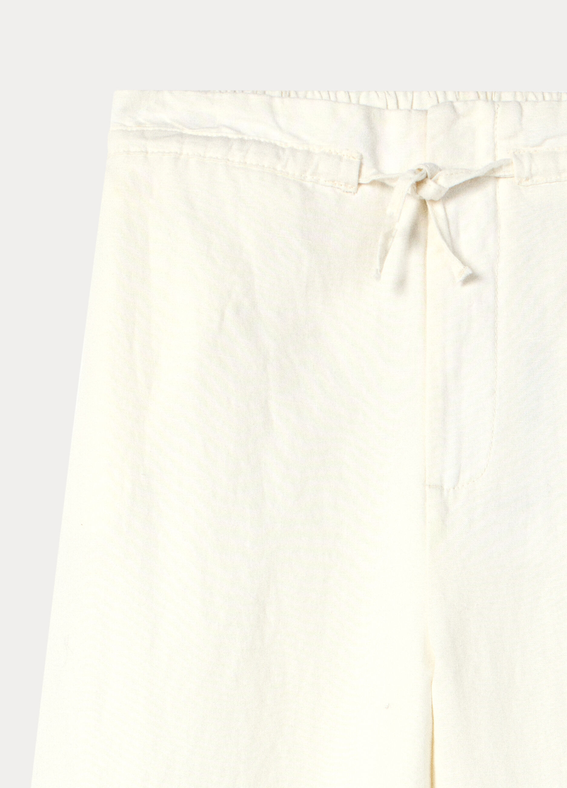 Pantaloni wide leg misto lino ragazza_2