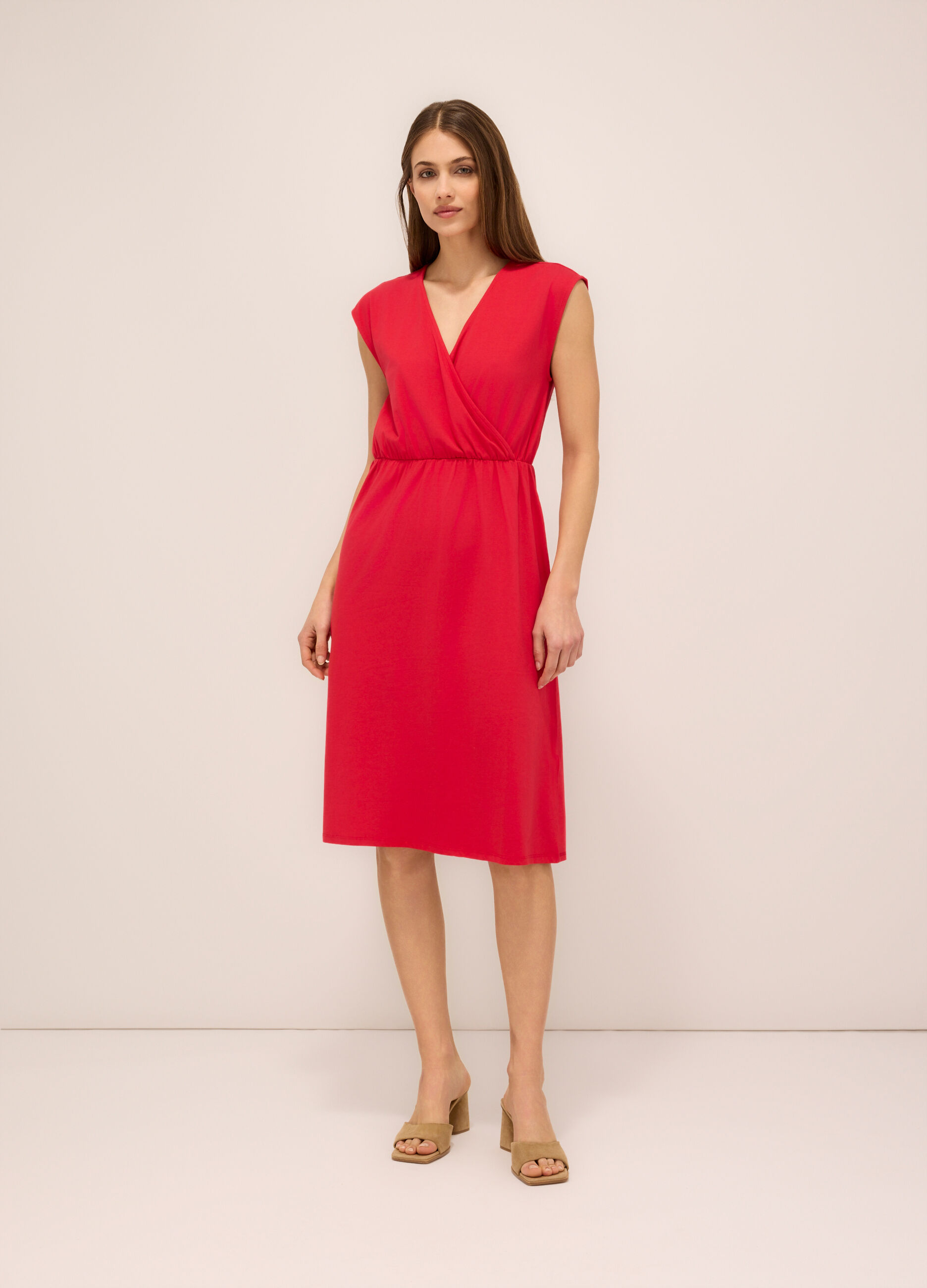Abito smanicato in jersey di cotone stretch donna_0