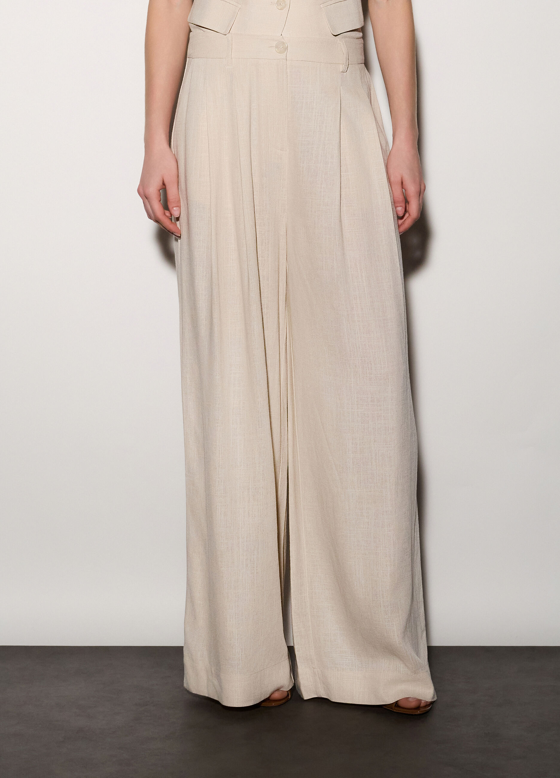 Pantaloni misto lino donna_1
