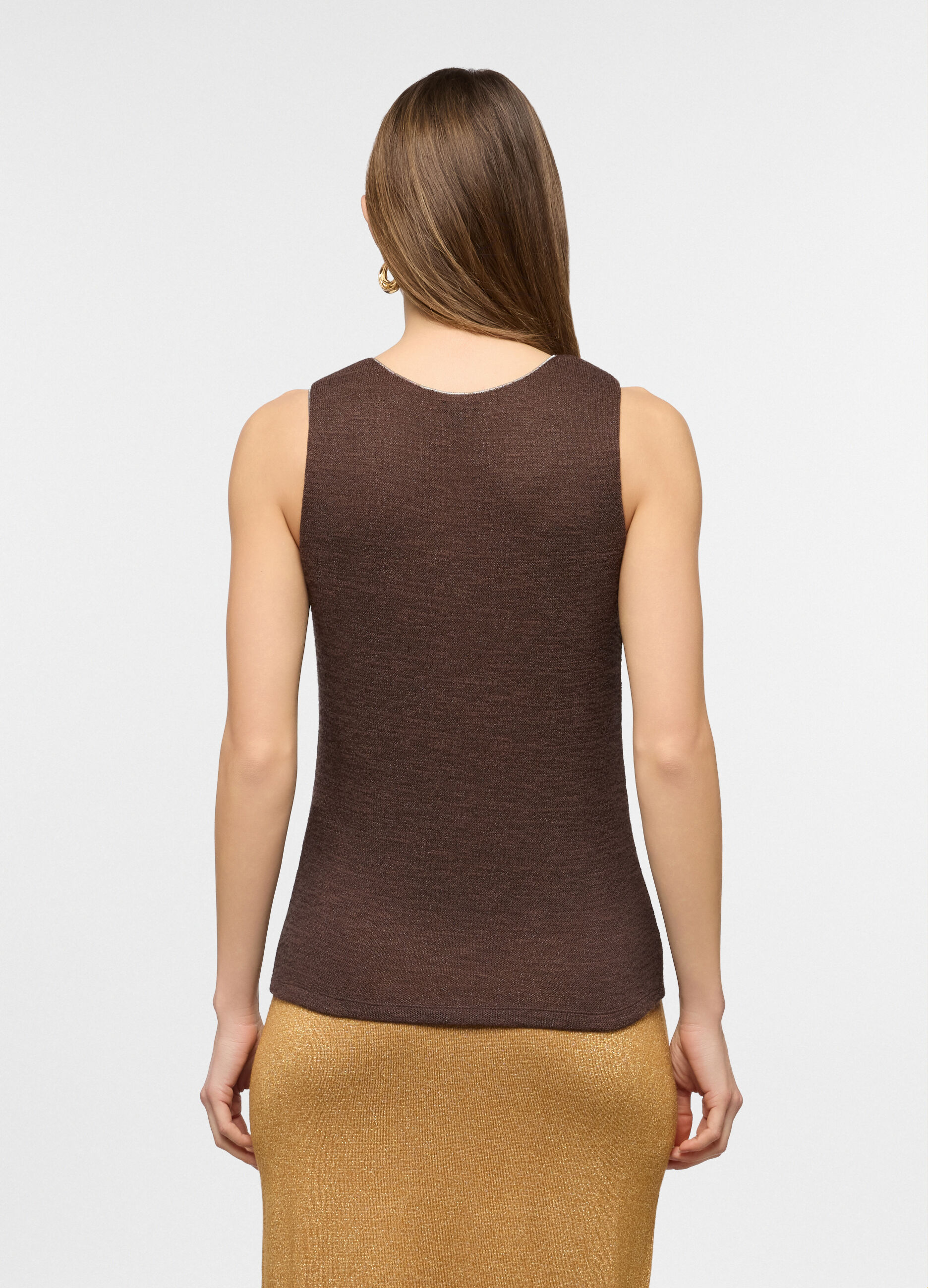 Canotta con scollo rotondo stretch in filo lurex donna_1