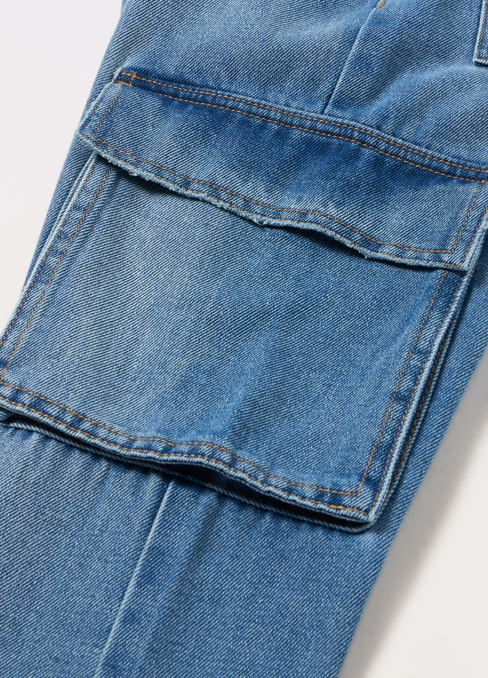 Pantaloni cargo in denim di misto cotone ragazza