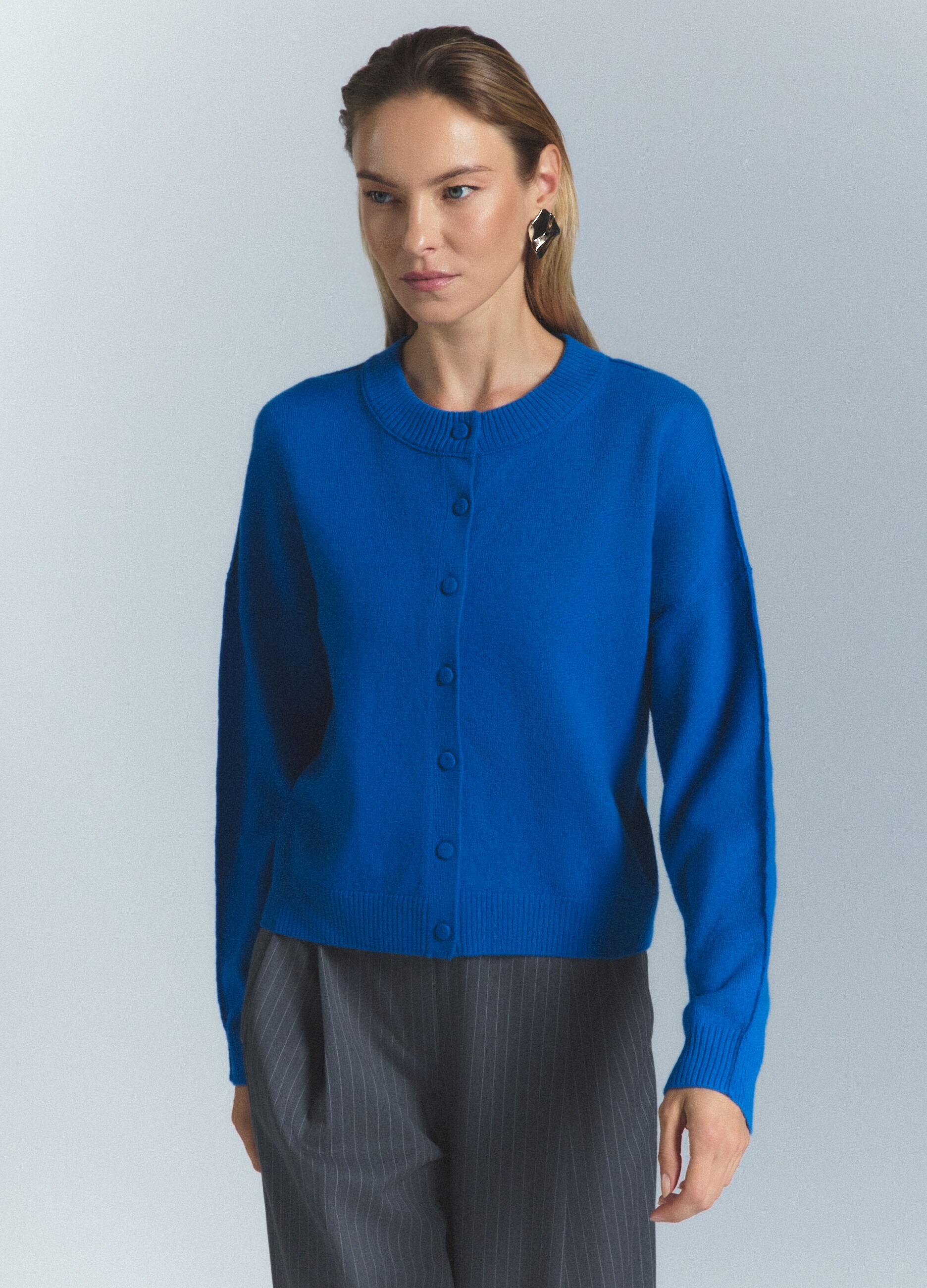Cardigan girocollo rasato donna_1