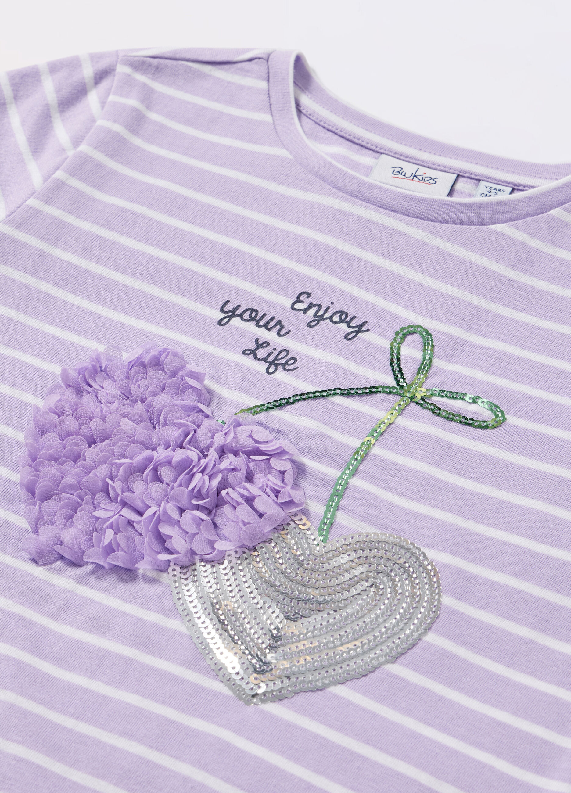 T-shirt a righe in puro cotone bambina_1