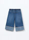 Pantaloni wide leg in denim di misto cotone neonata_1
