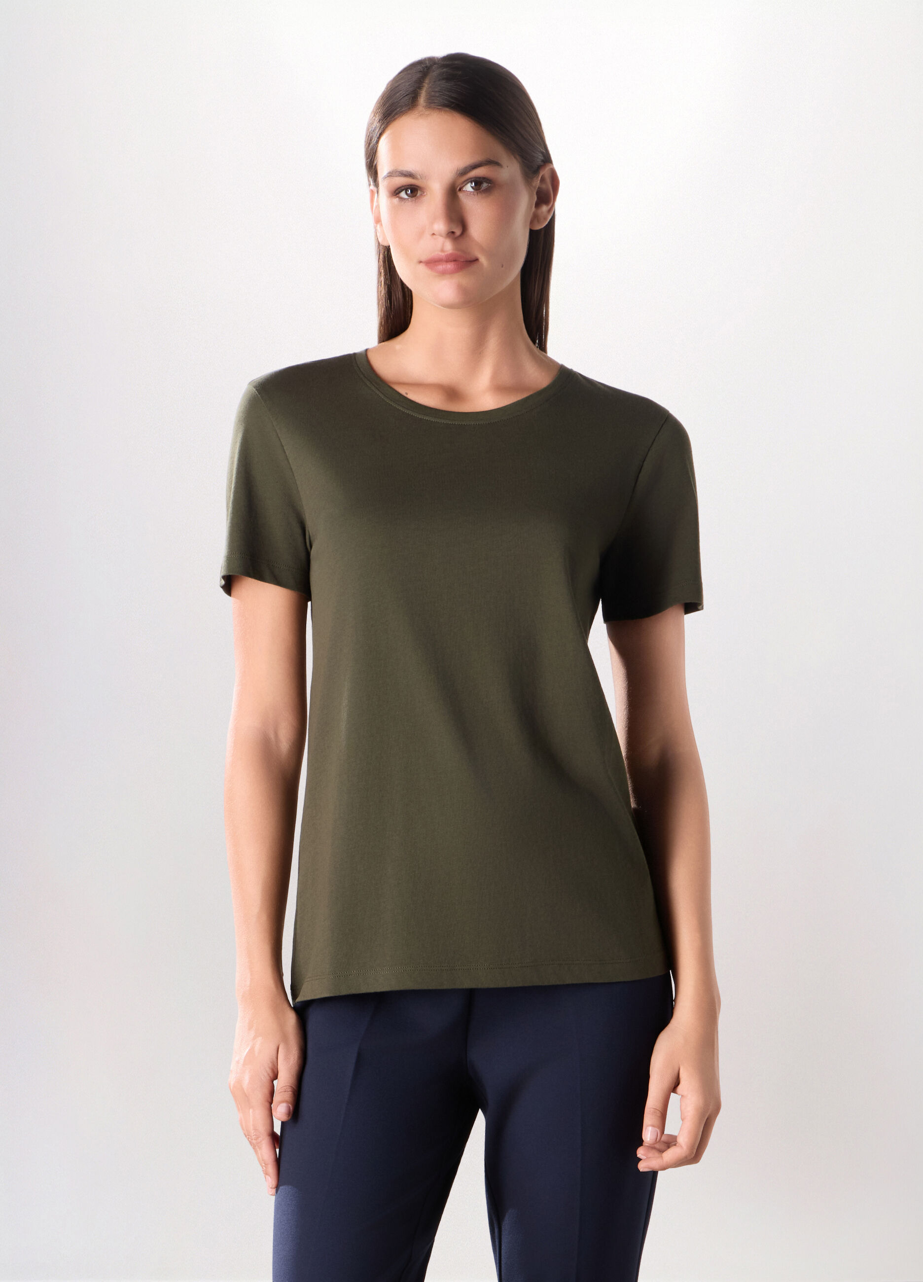 T-shirt in jersey di puro cotone donna_0