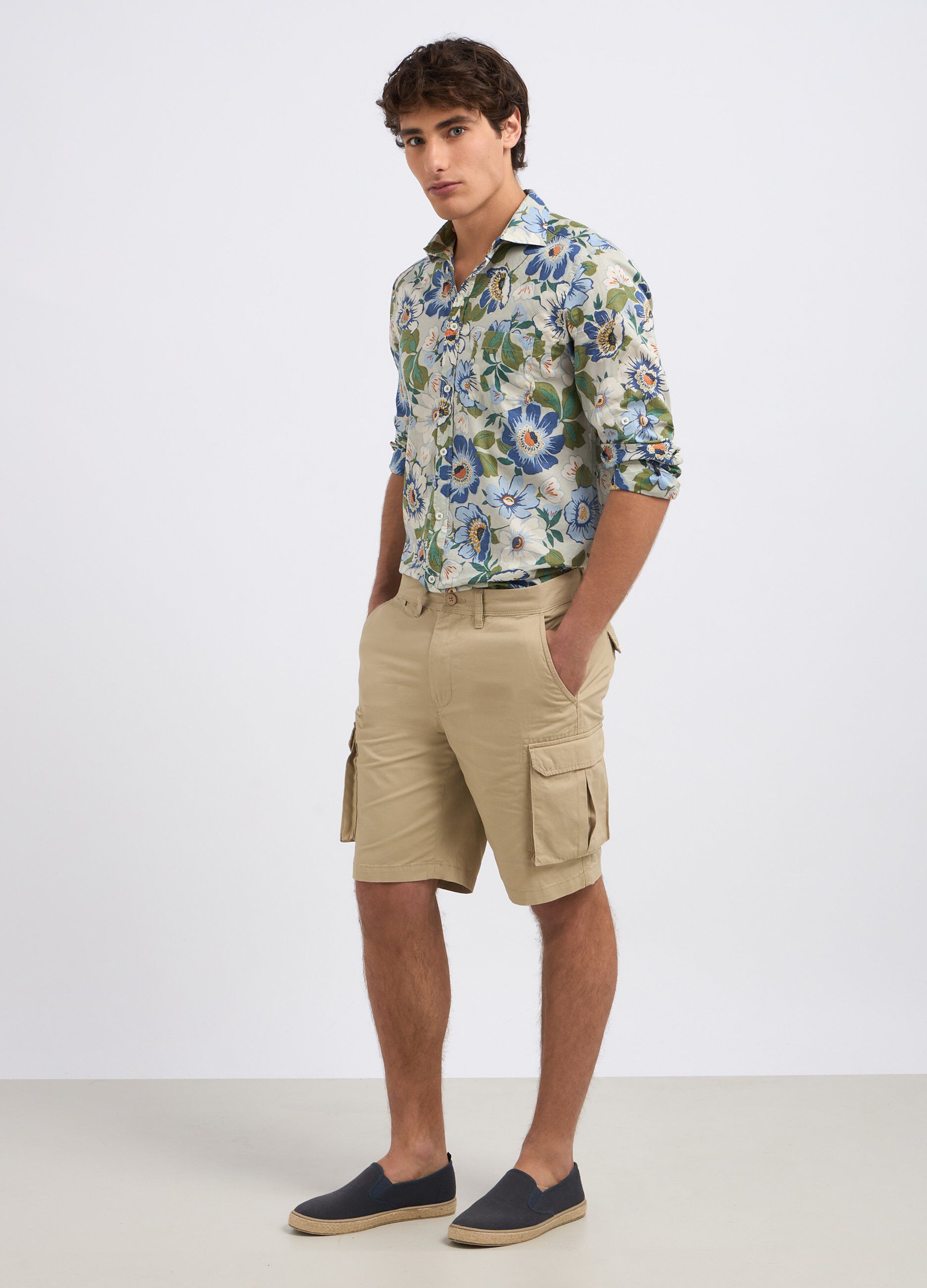 Shorts cargo chino in puro cotone uomo_0