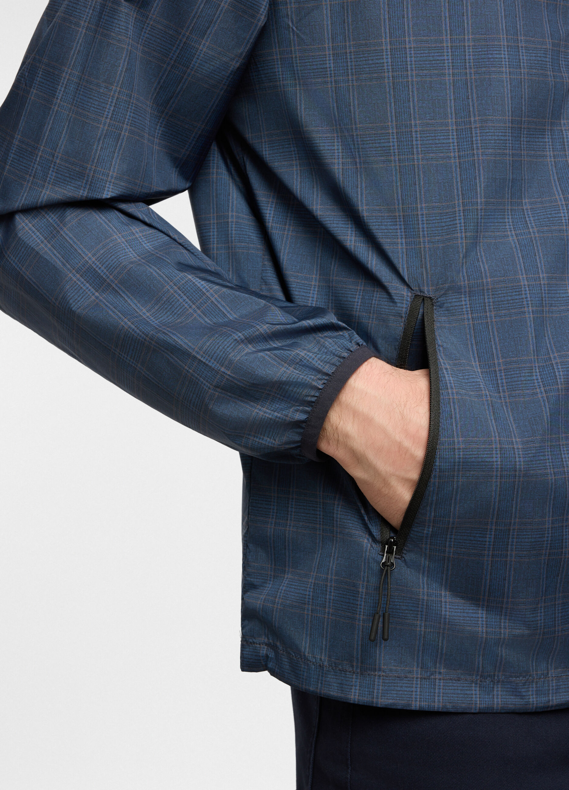 Giacca a vento con cappuccio e motivo tartan uomo_2