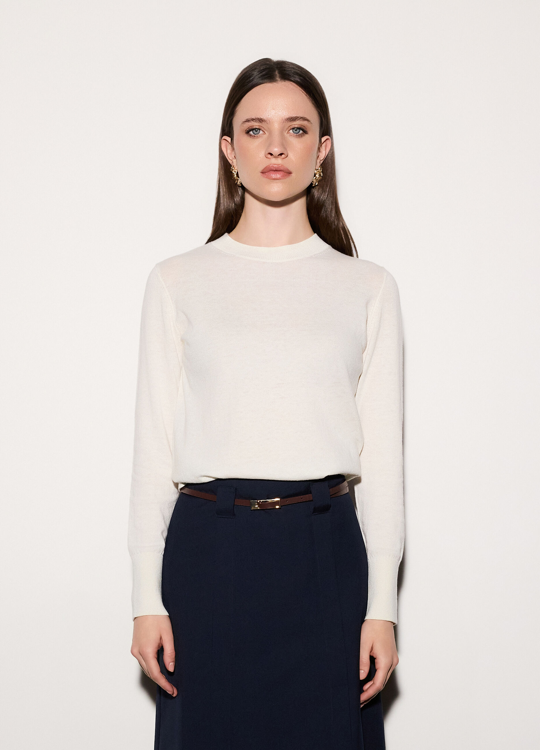 Maglia girocollo rasata donna_1