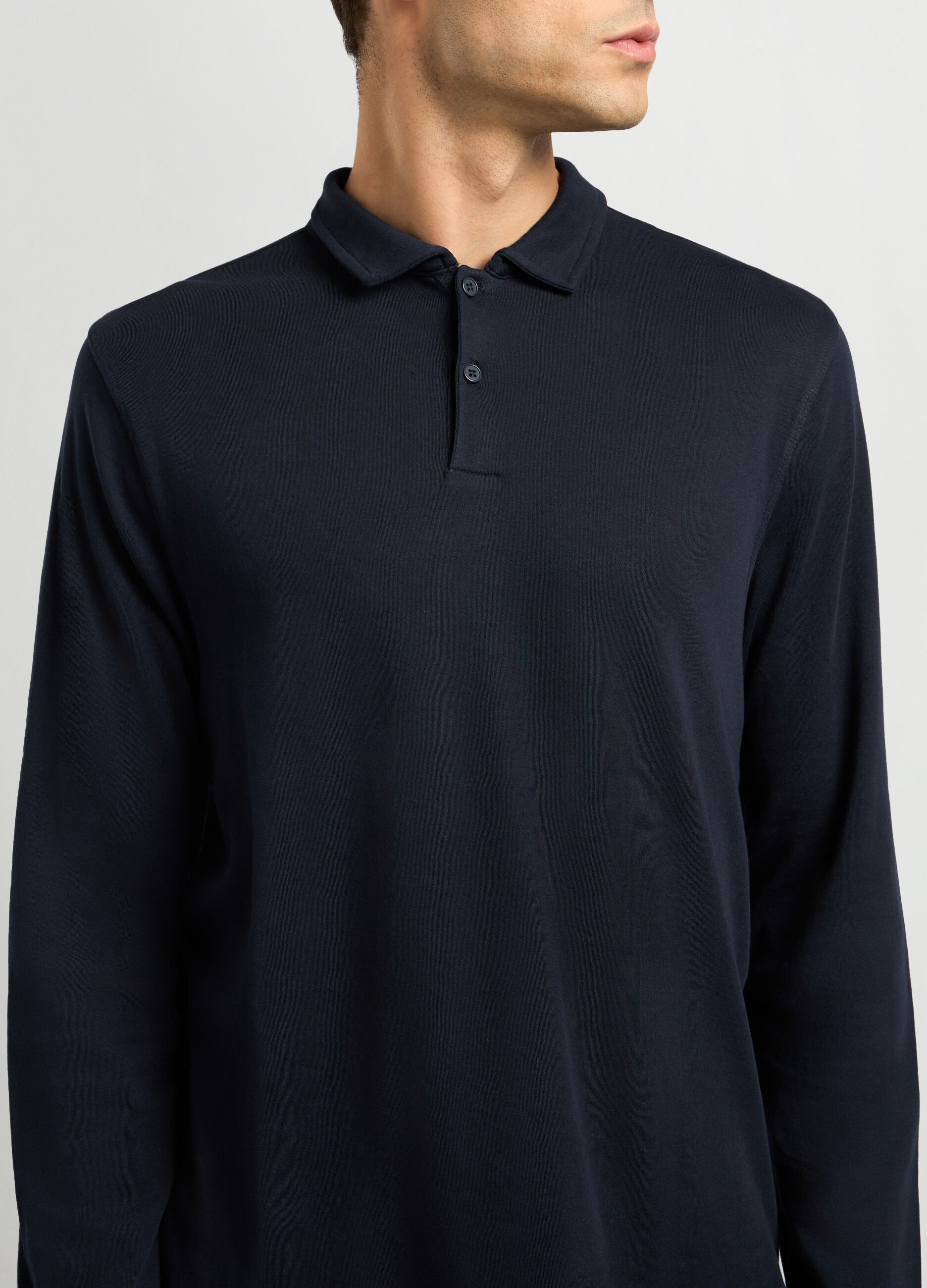 Polo a maniche lunghe in puro cotone uomo_2
