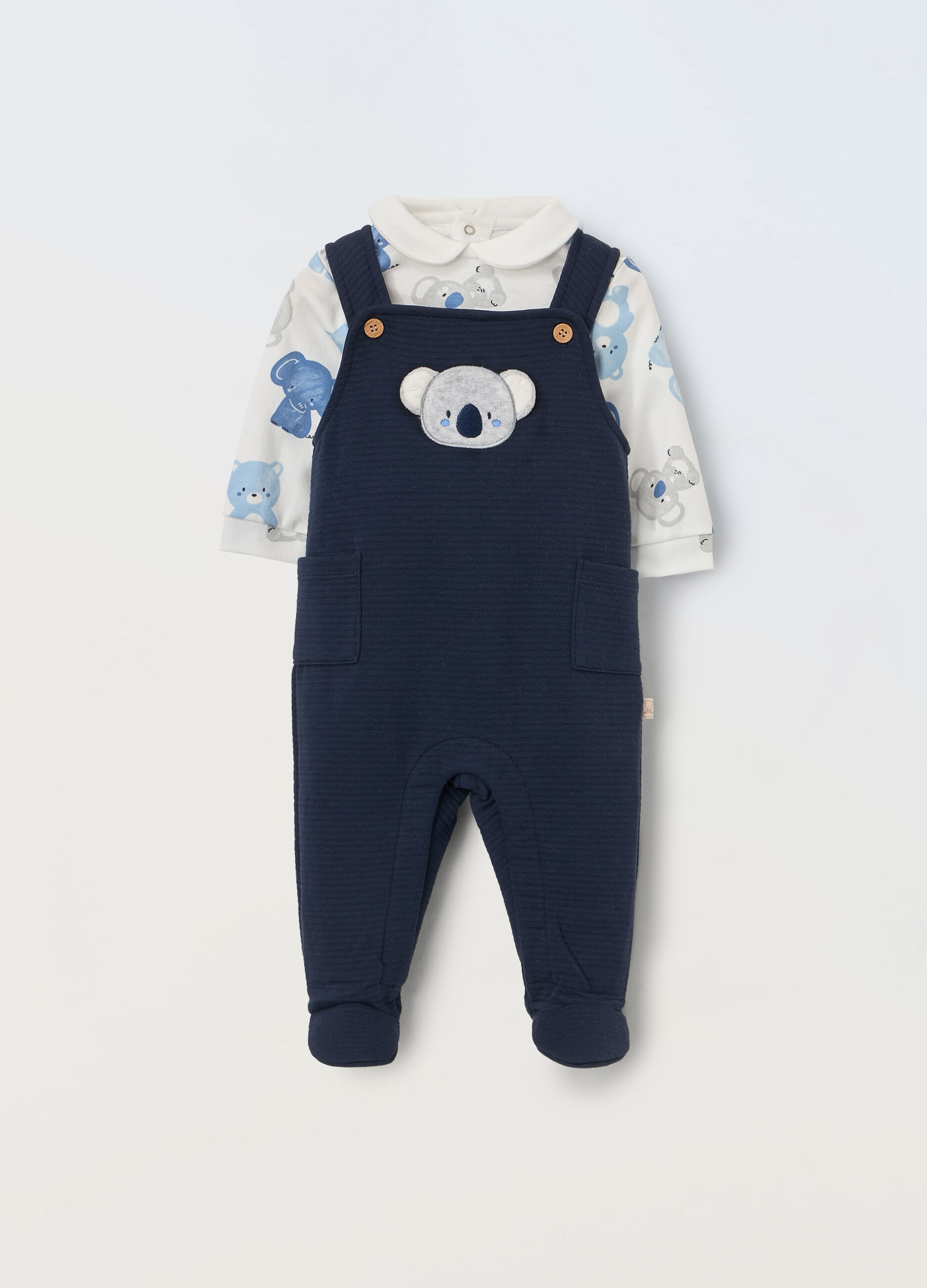 Set salopette + t-shirt in misto cotone neonato_0