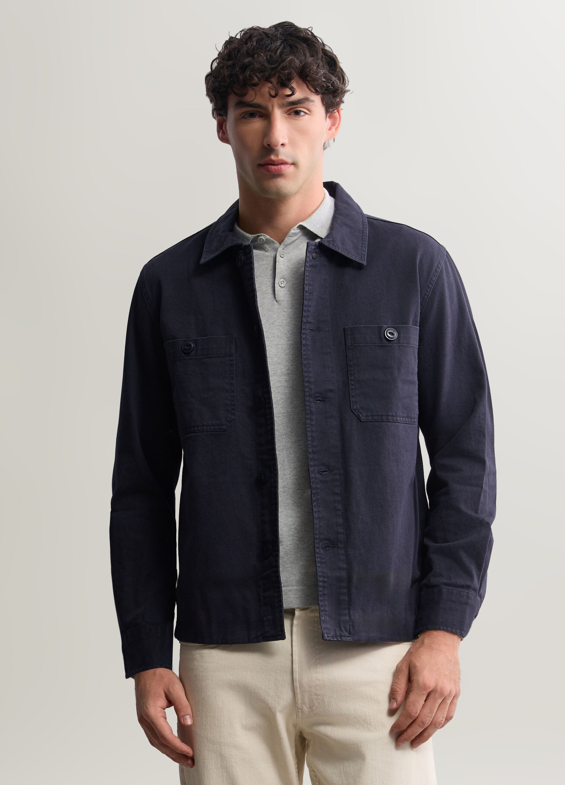 Shacket in twill di cotone uomo_0