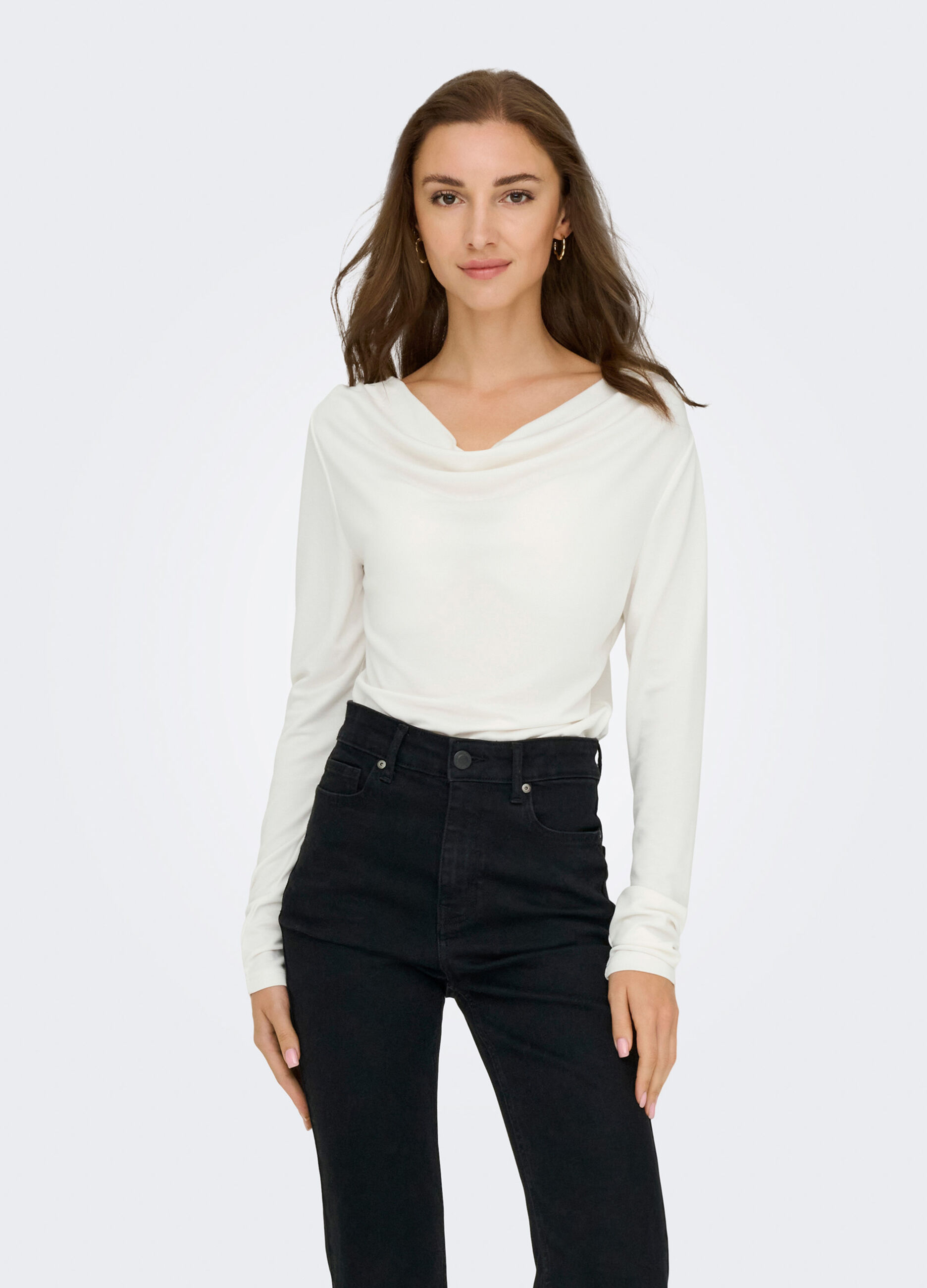 T-shirt con scollo drappeggiato donna_0