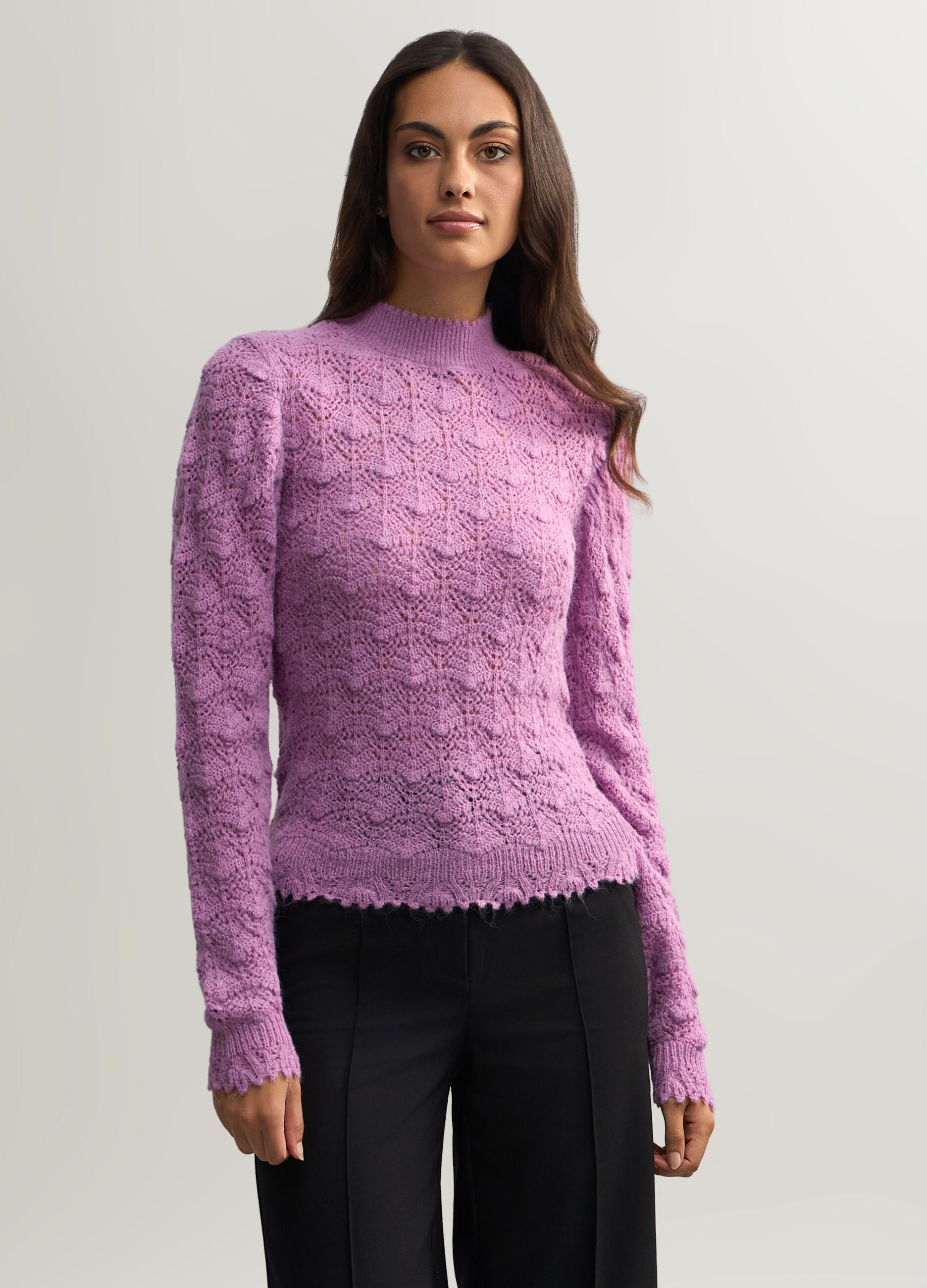 Maglia collo alto jaquard donna_0