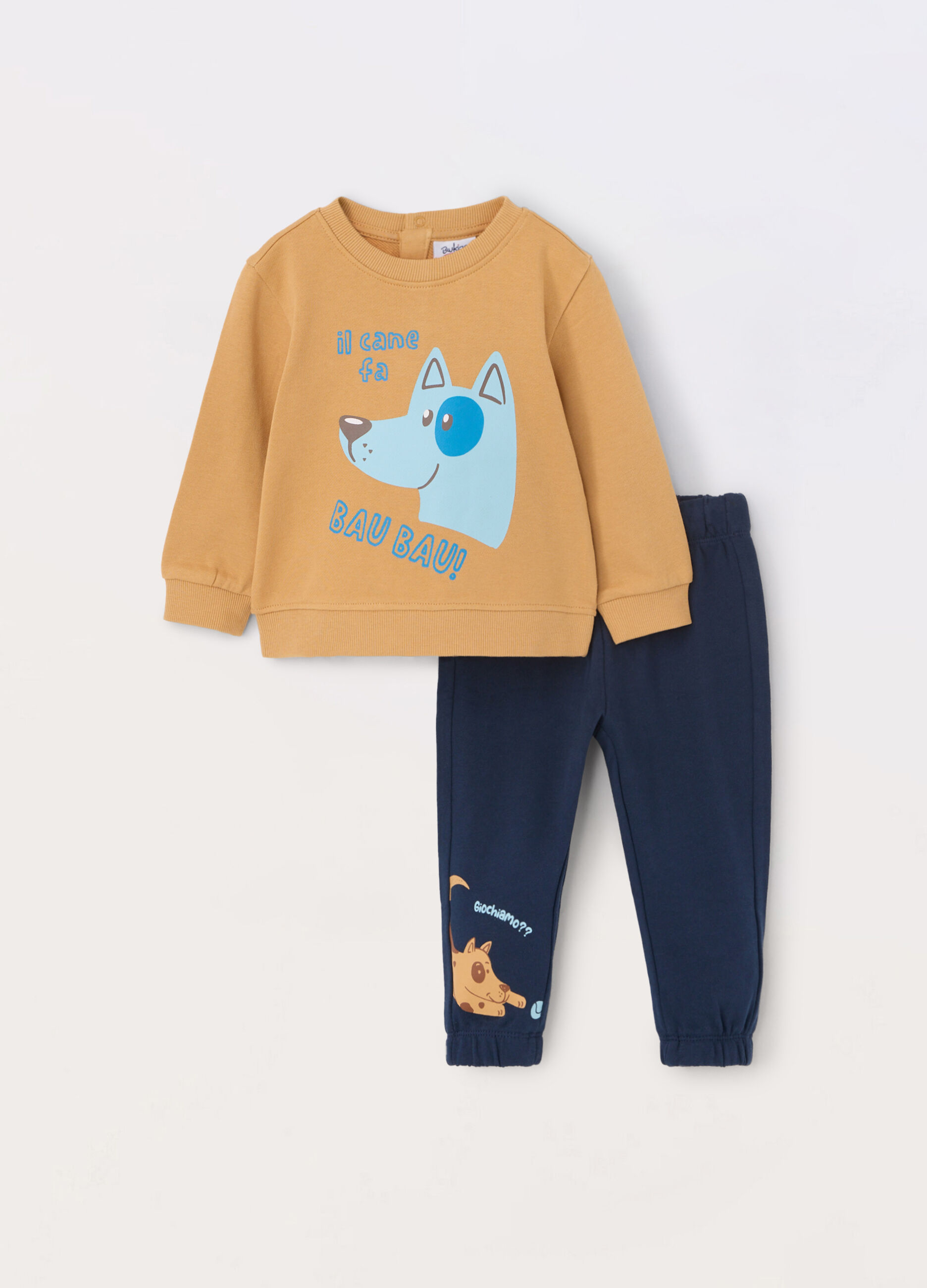 Jogging set in french terry di puro cotone neonato_0