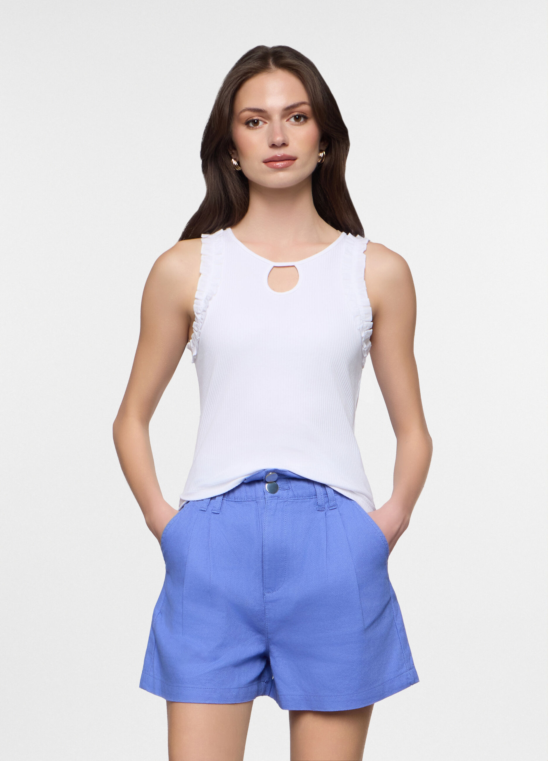 Canotta in costina di cotone stretch donna_0