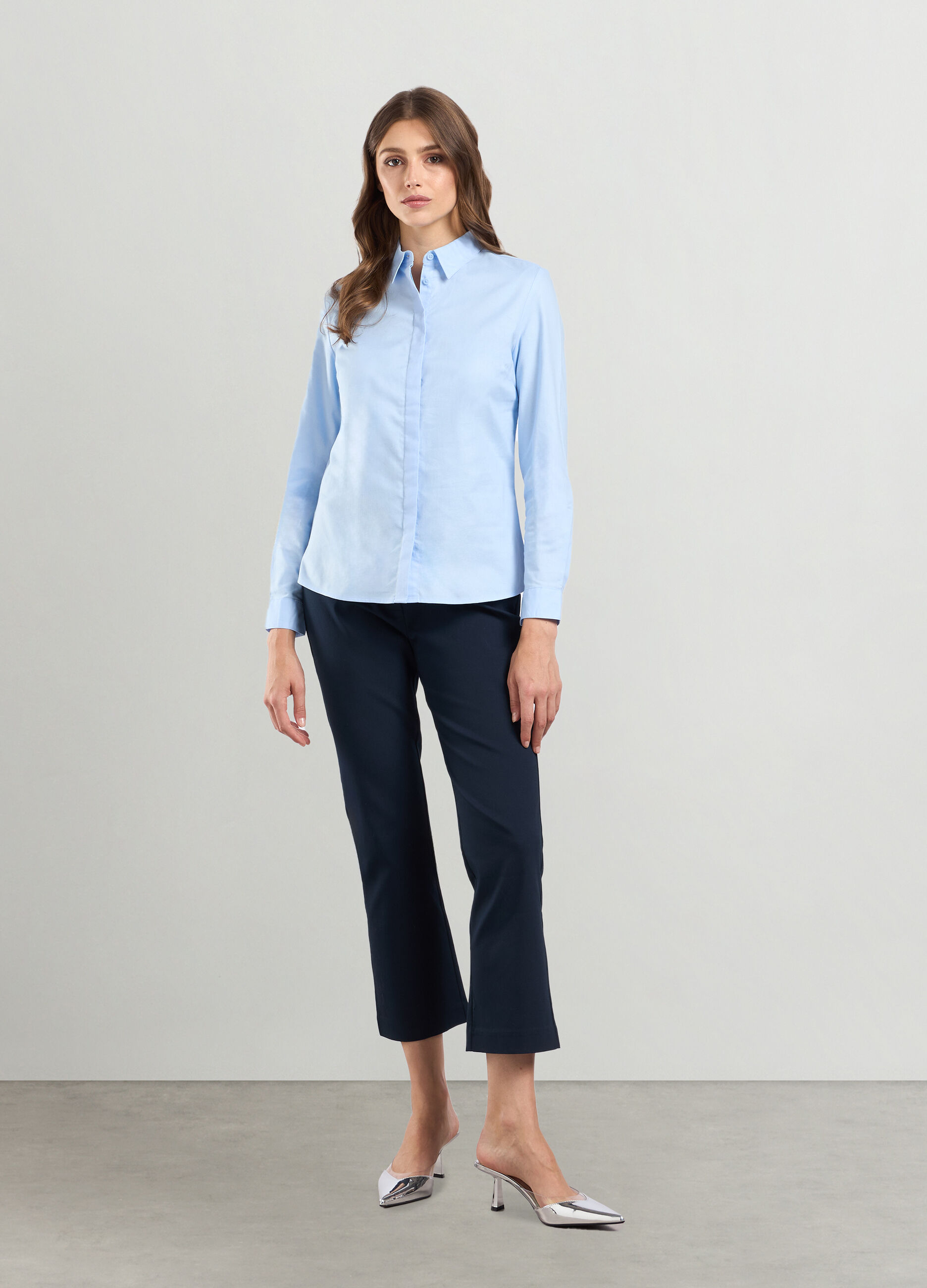 Pantaloni in misto cotone stretch donna_0