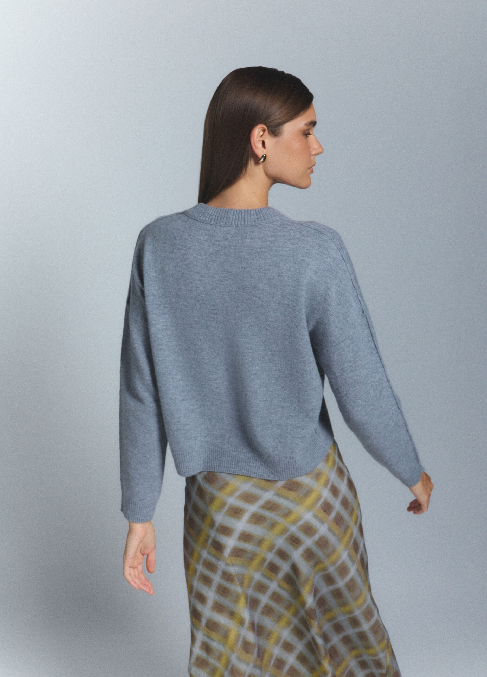Cardigan girocollo rasato donna_2