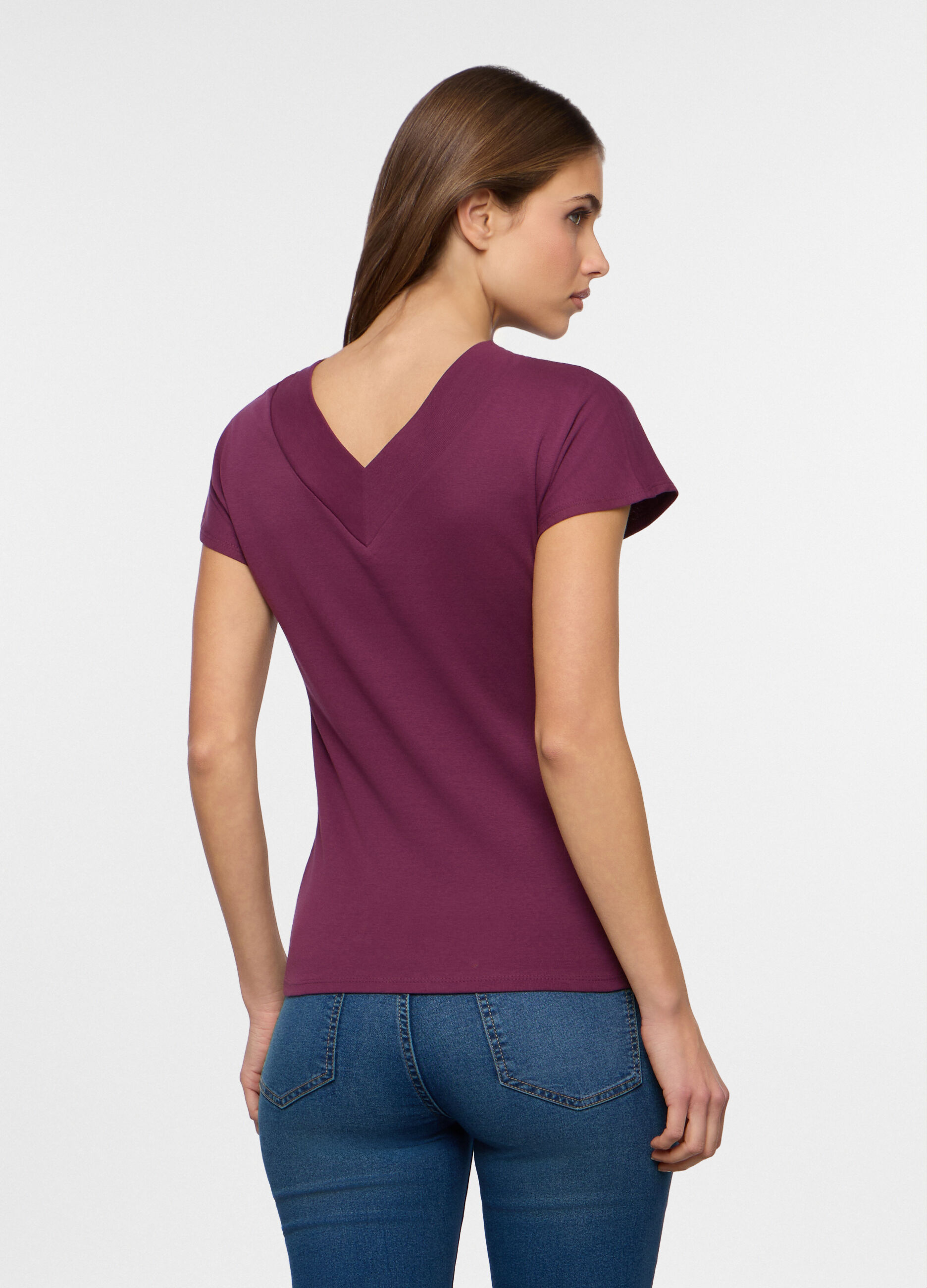 T-shirt con scollo a V donna_1