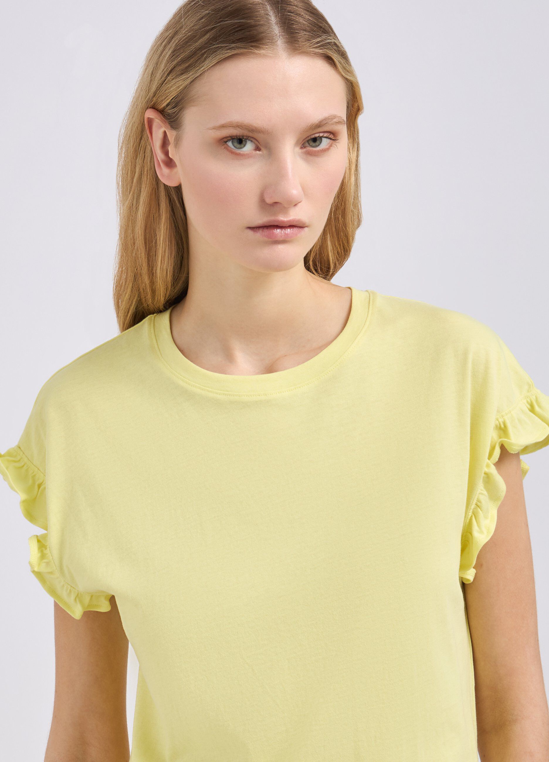 T-shirt in puro cotone con rouches donna_2