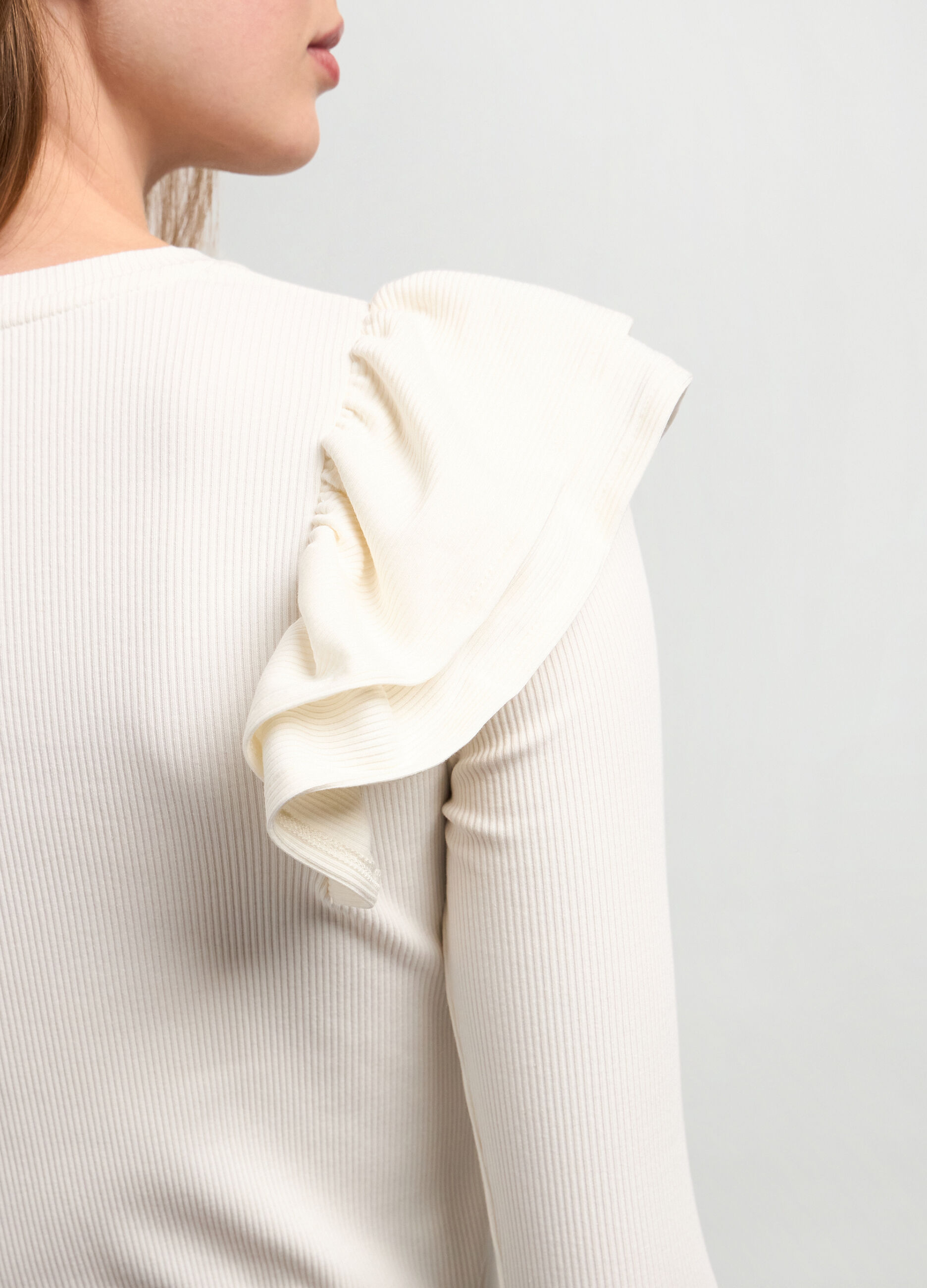 T-shirt in costina di cotone stretch donna_2