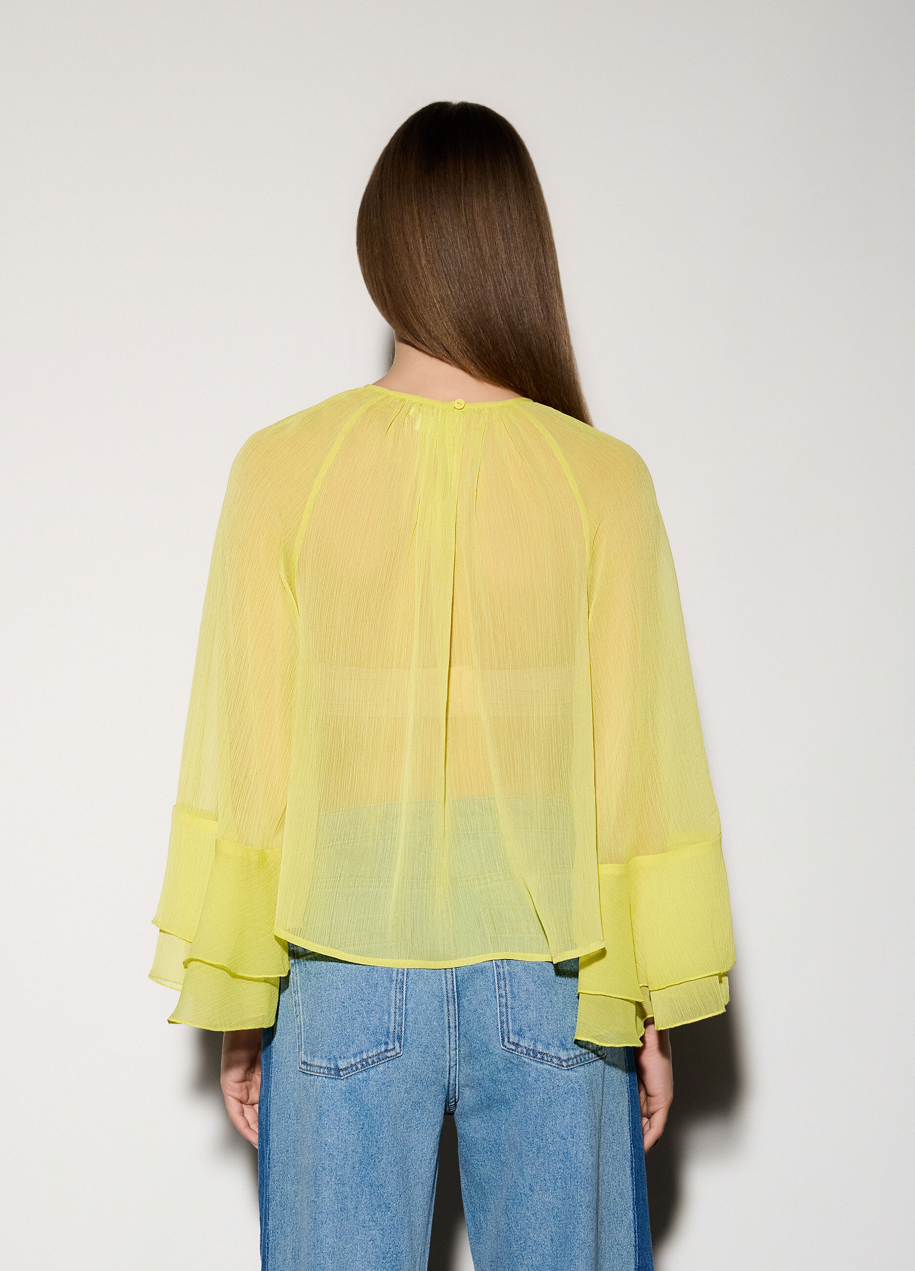 Blusa girocollo in chiffon donna_2