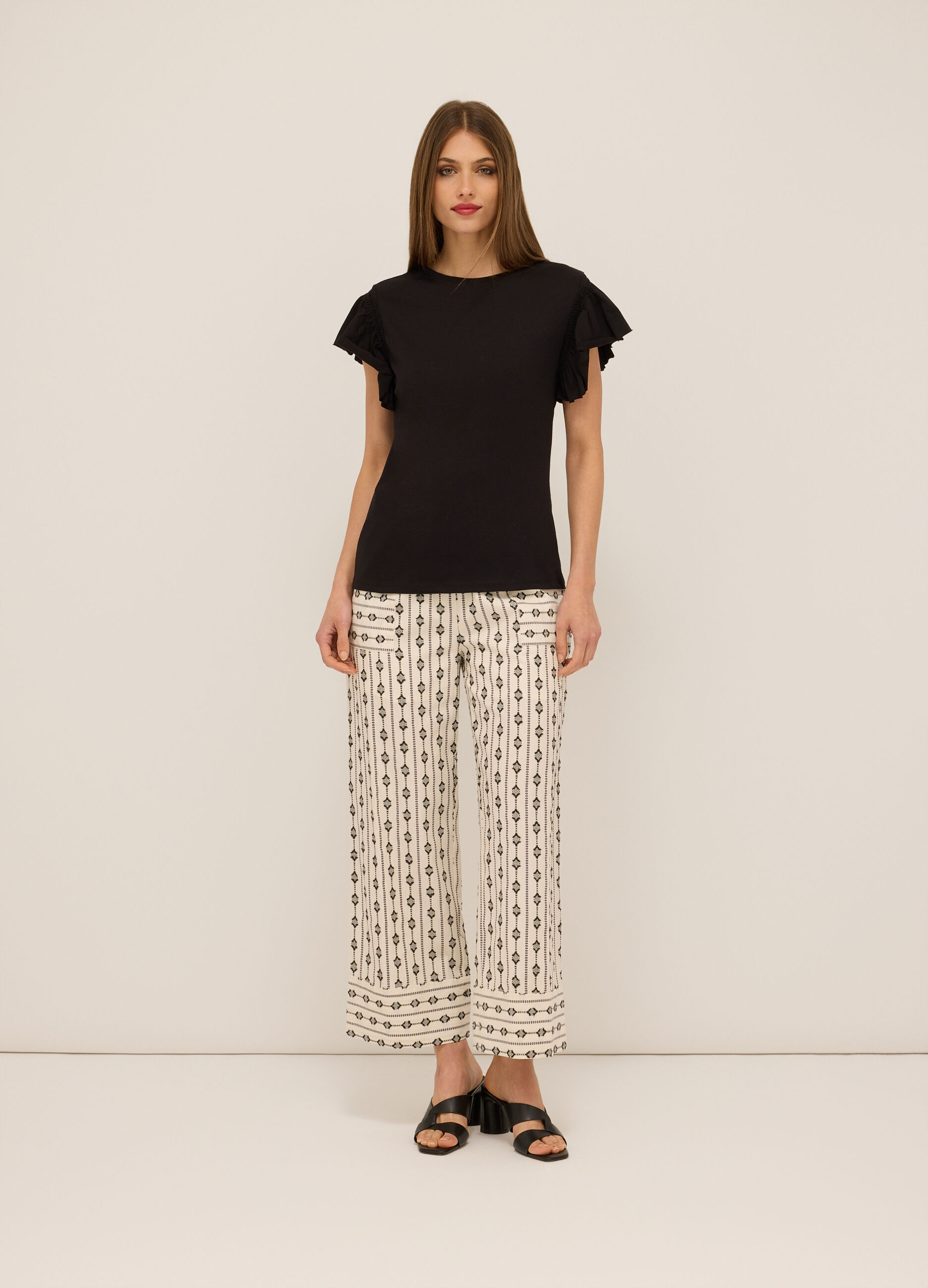 Pantaloni palazzo jacquard donna