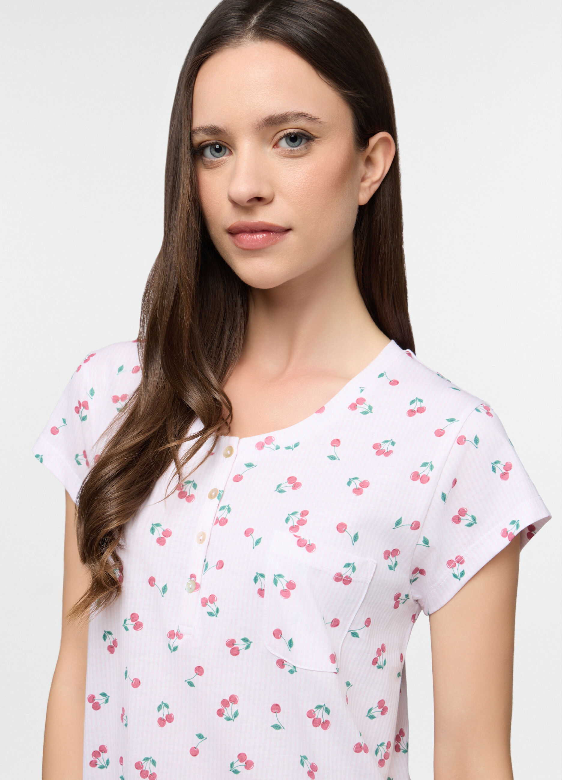 Camicia da notte corta in jersey di puro cotone donna_2
