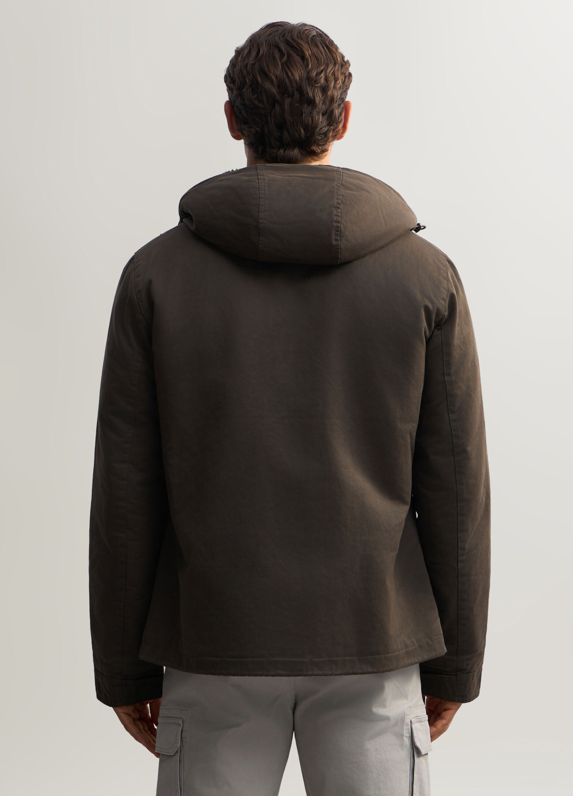 Parka con cappuccio in misto cotone uomo_1