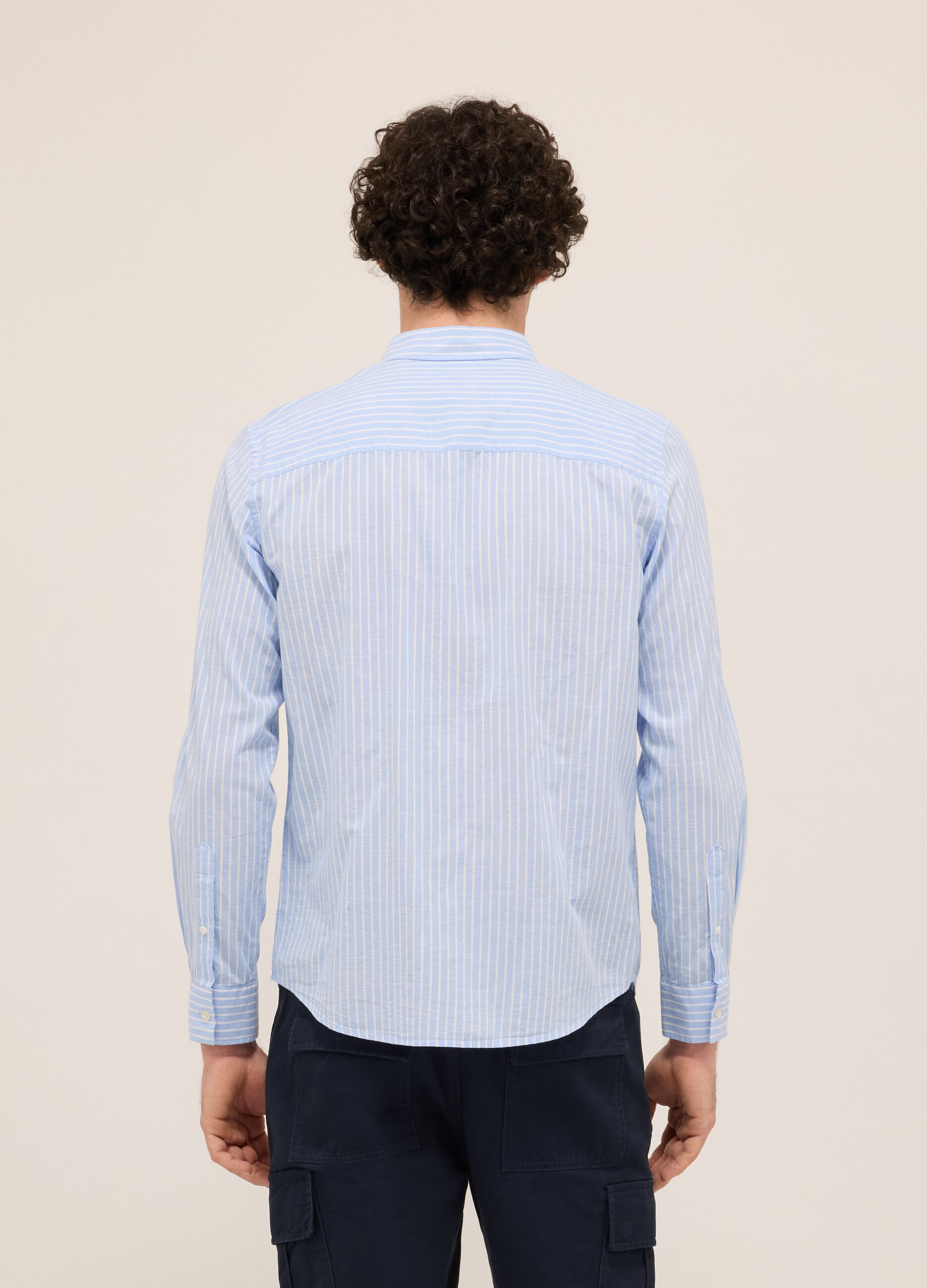 Camicia regular fit in puro cotone a righe larghe uomo_1