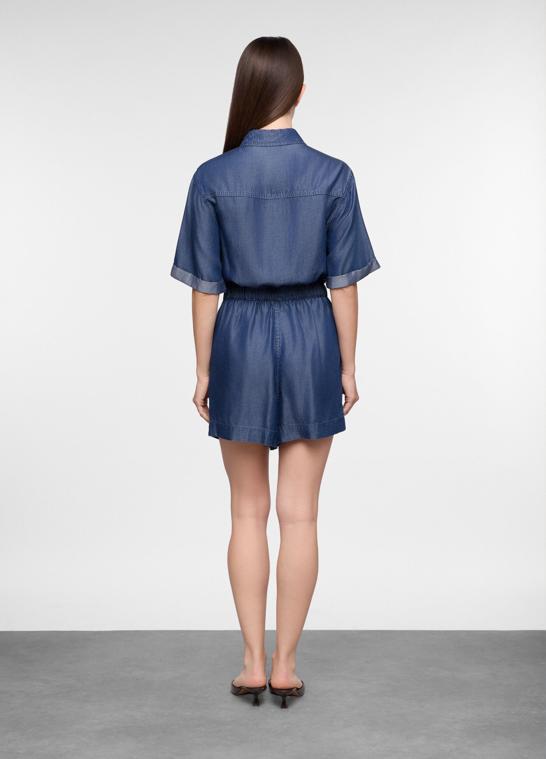 Tuta intera in denim di puro lyocell donna_1