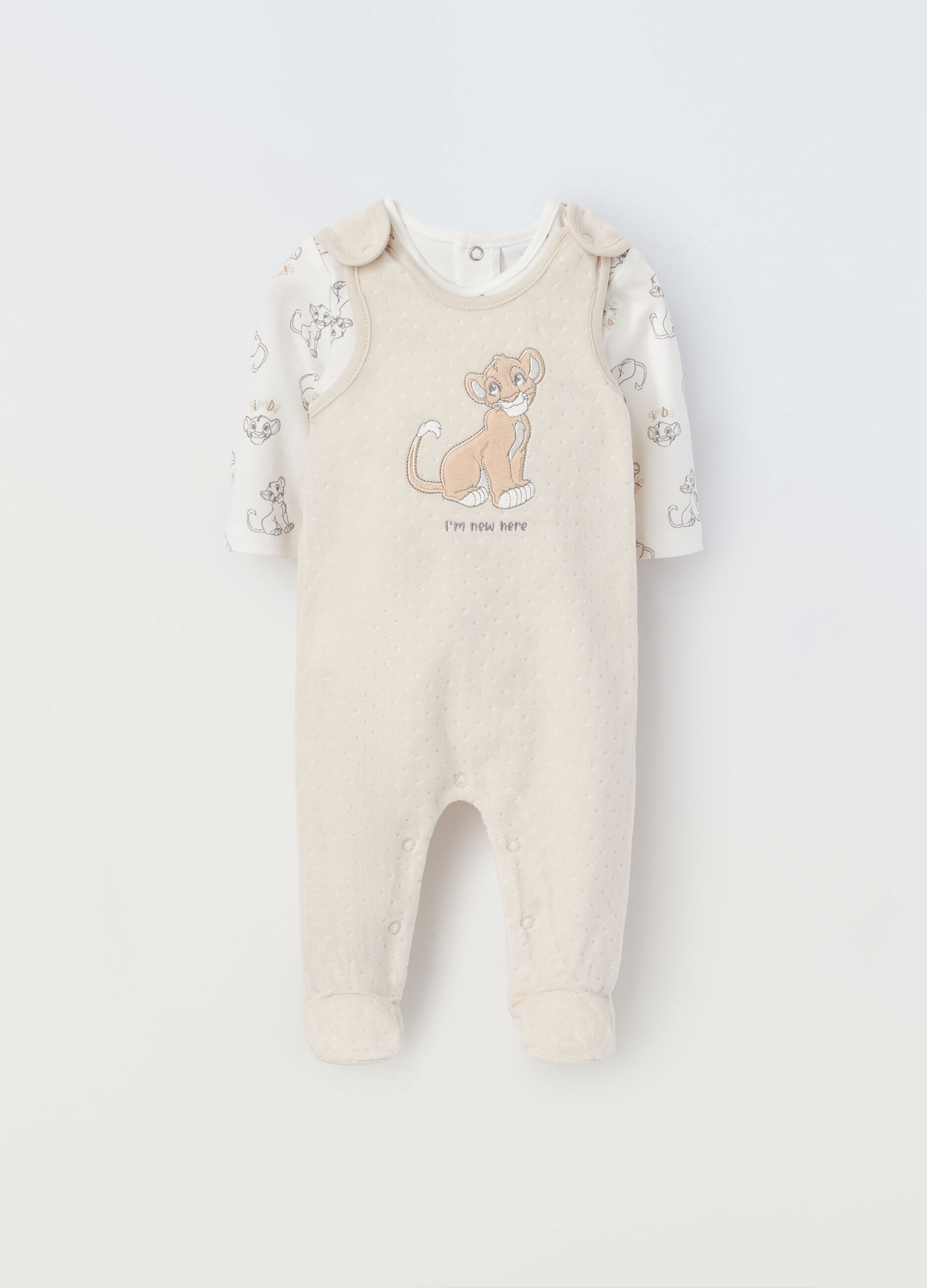 Completino con salopette Disney in misto cotone neonato_0