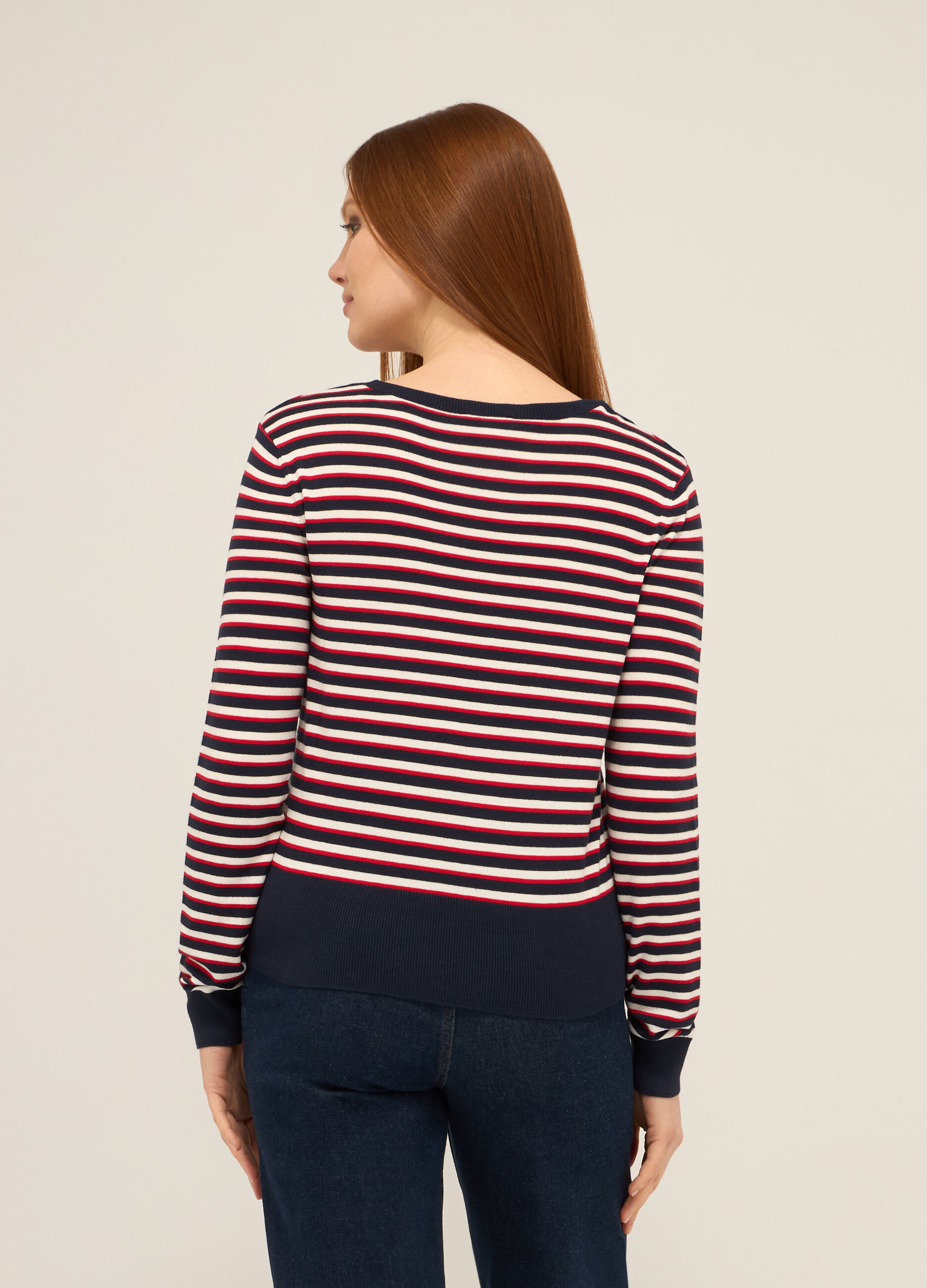 T-shirt misto viscosa con motivo a righe donna_1