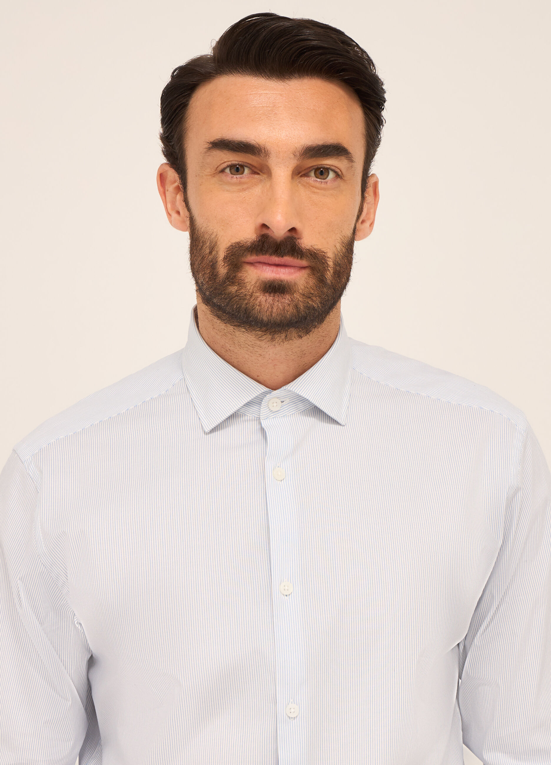 Camicia regular fit in cotone stretch a righe uomo