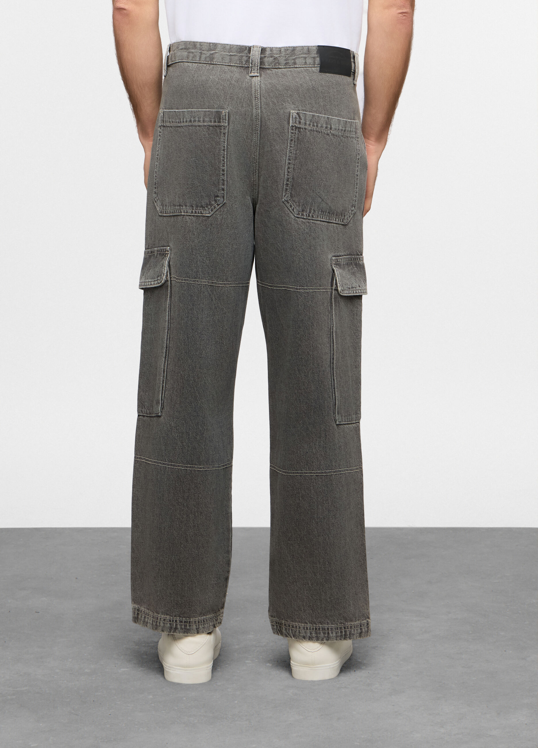 Jeans cargo comfort fit in denim di cotone uomo_2