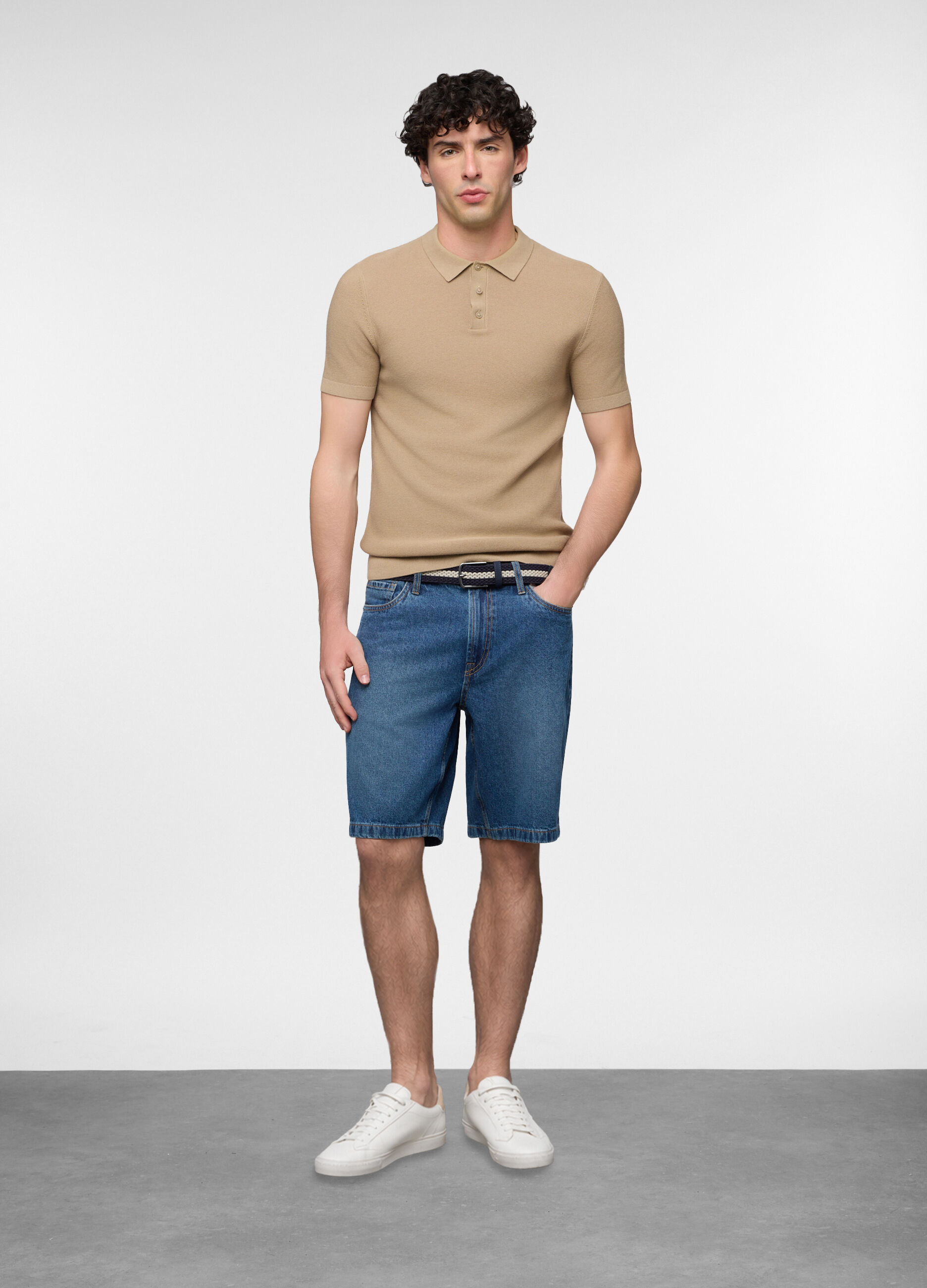 Polo a maniche corte in maglia di cotone uomo_0