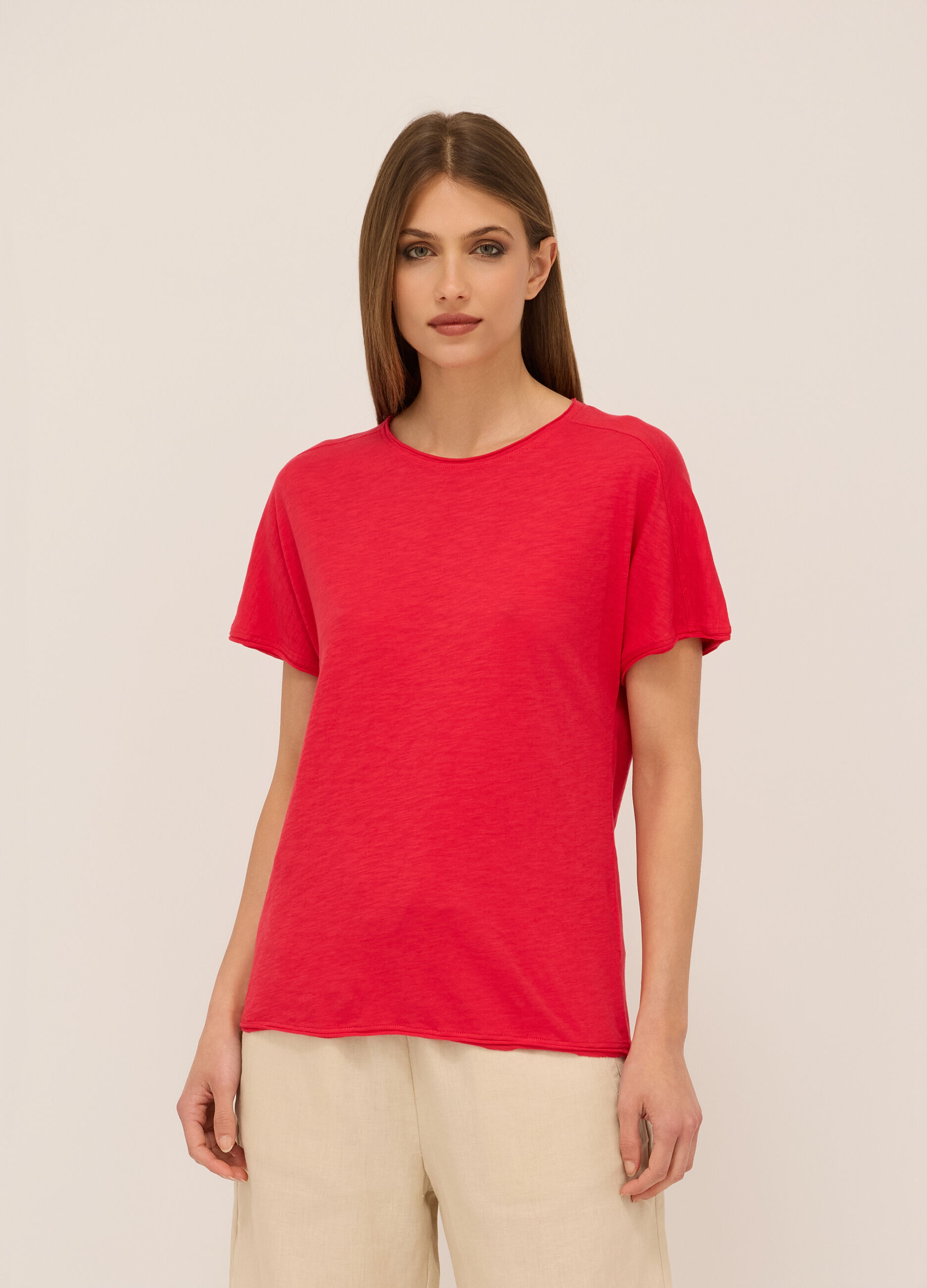 T-shirt in jersey di puro cotone donna_0