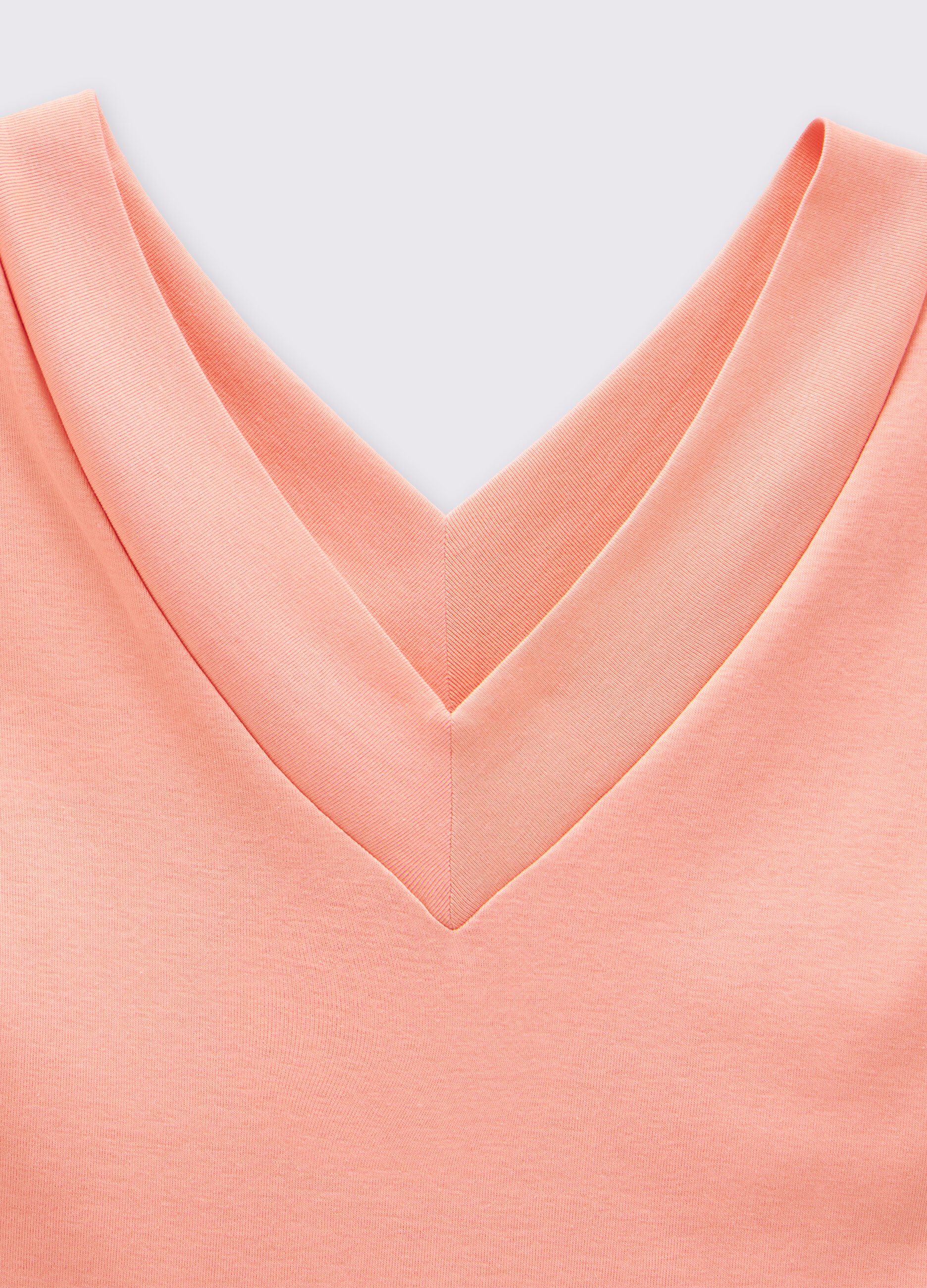T-shirt in puro cotone con scollo a V donna_1
